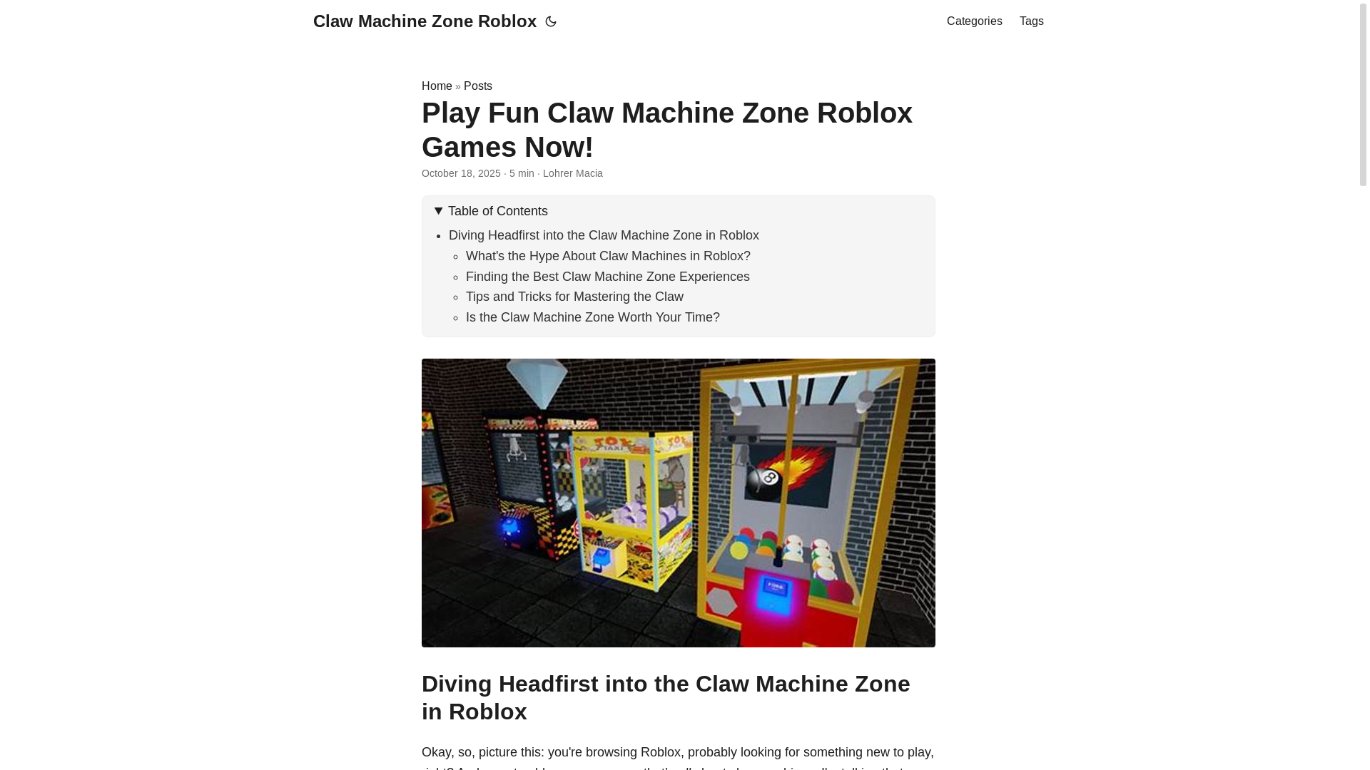 website screenshot of https://claw-machine-zone-roblox.pages.dev/