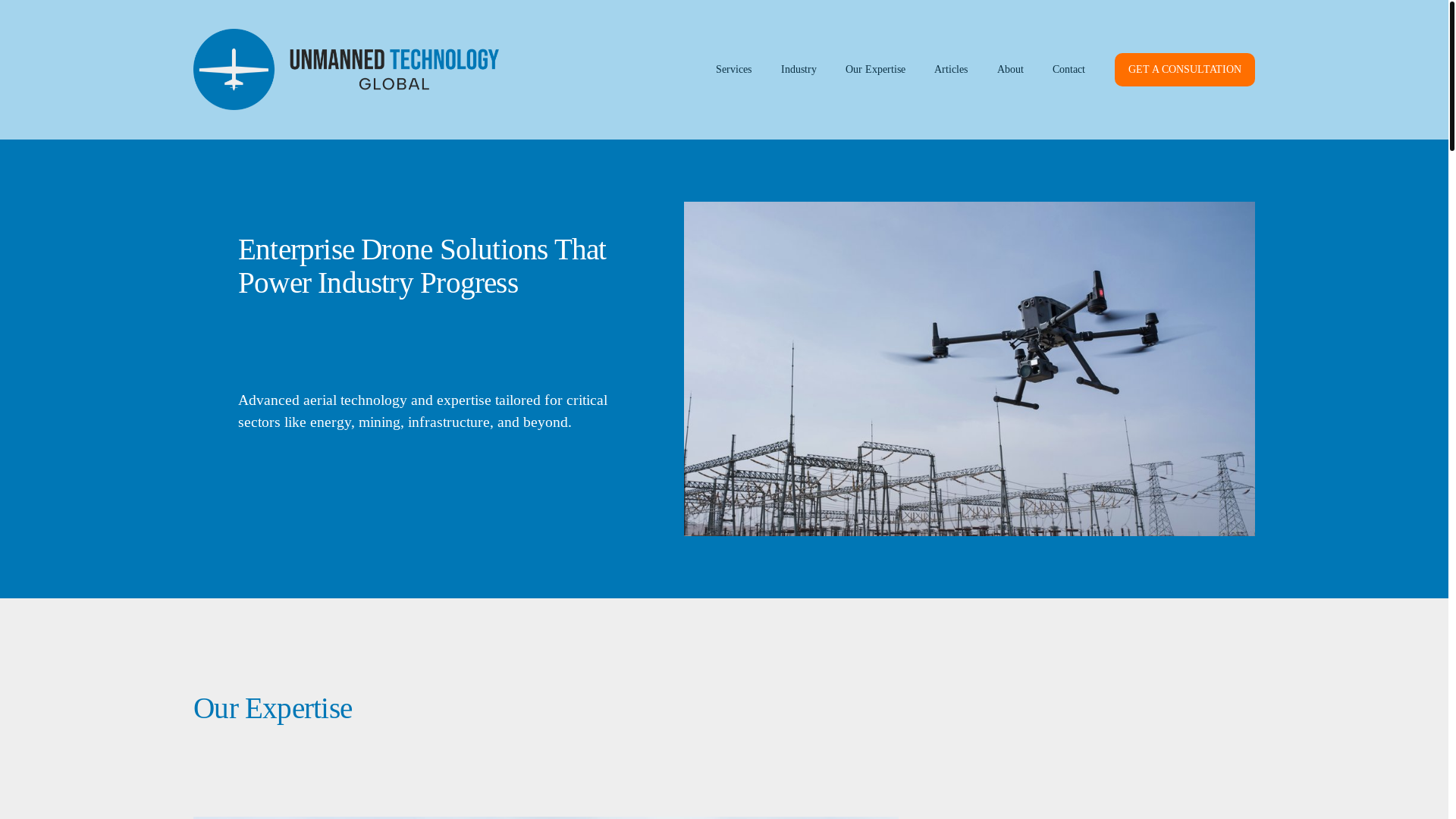 website screenshot of https://unmannedtechnologyglobal.com/