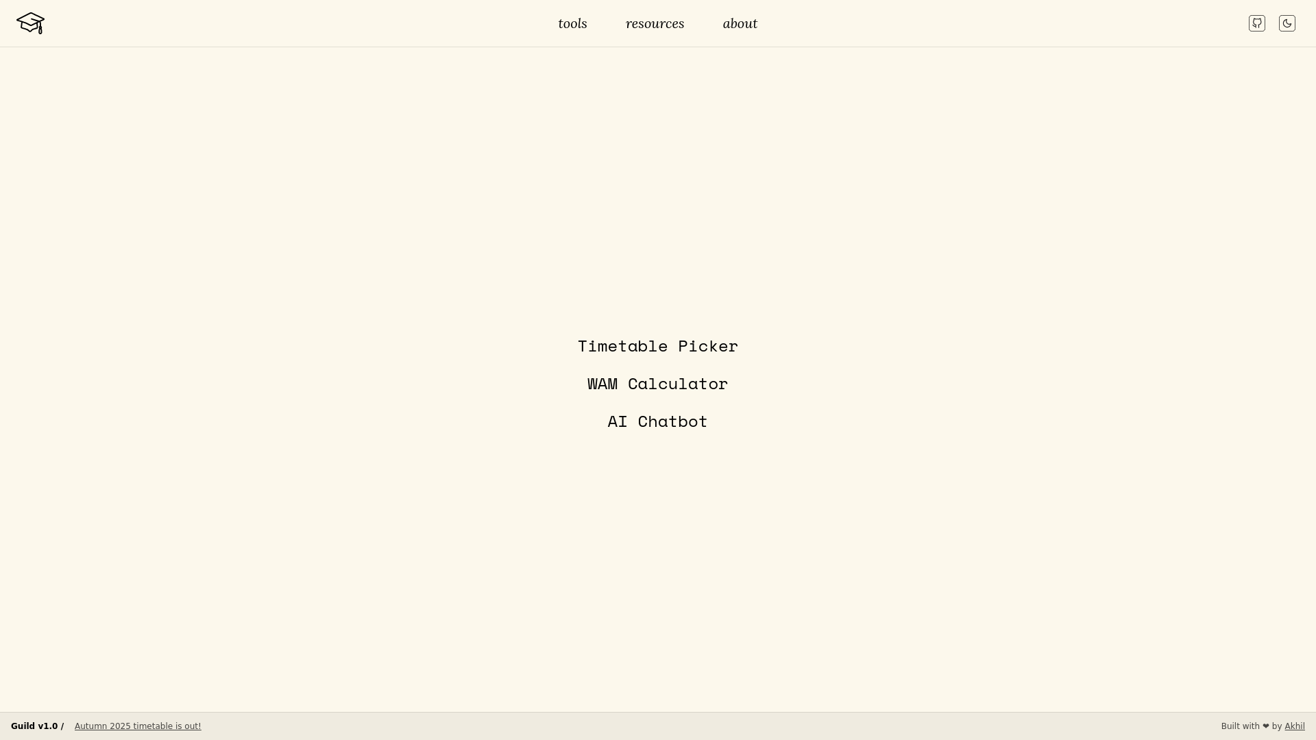 website screenshot of https://projectguild.app/
