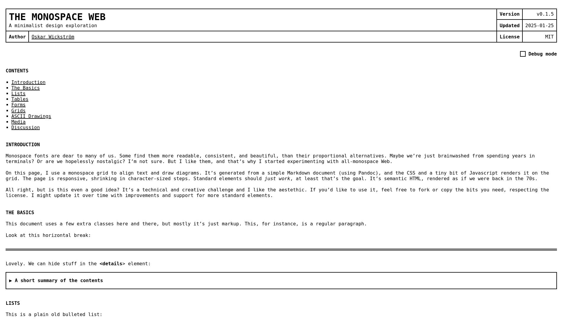 website screenshot of https://the-monospace-web.pages.dev/