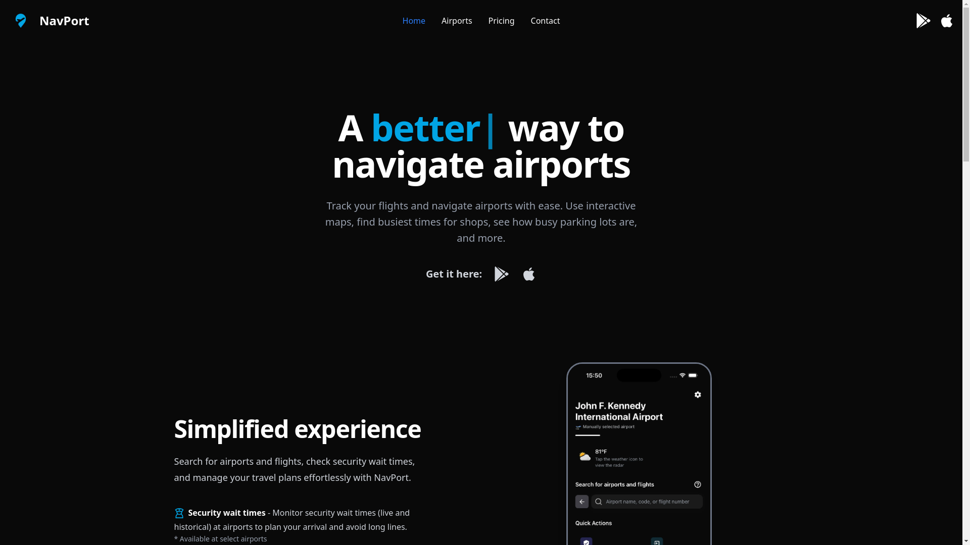 website screenshot of https://navportapp.com/