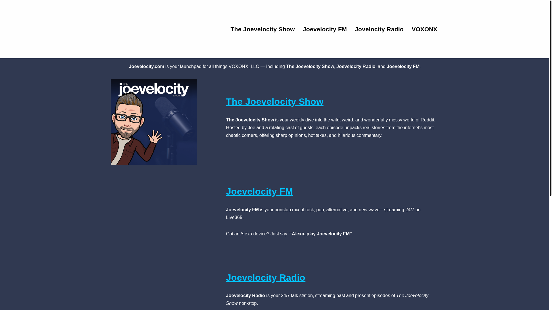 website screenshot of https://thejoevelocityshow.com/