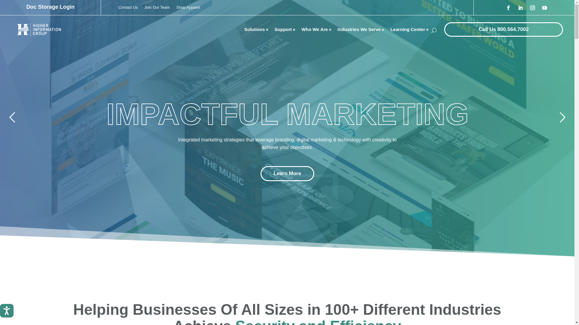 website screenshot of https://higherinfogroup.com/