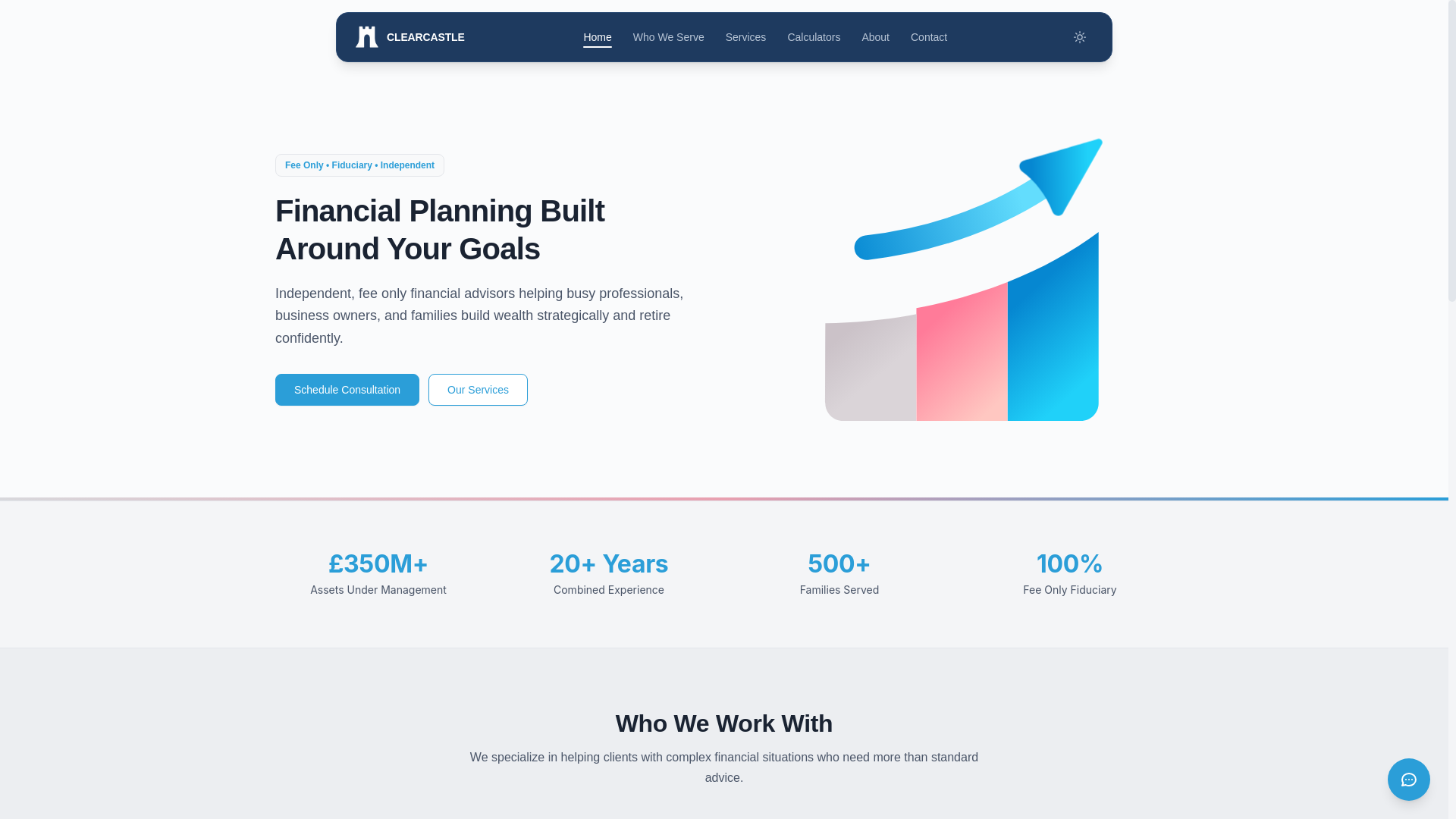 website screenshot of https://clearcastle.uk/