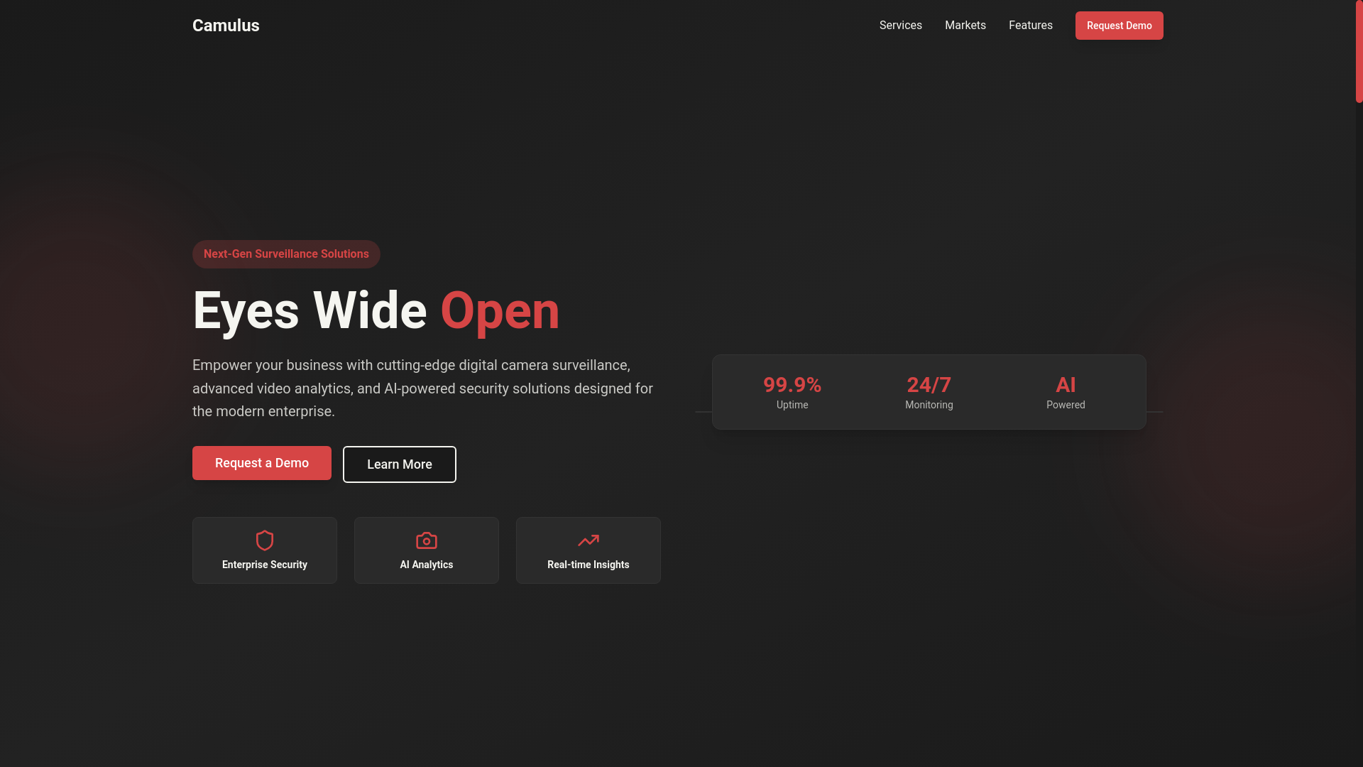 website screenshot of https://camulus.tech/