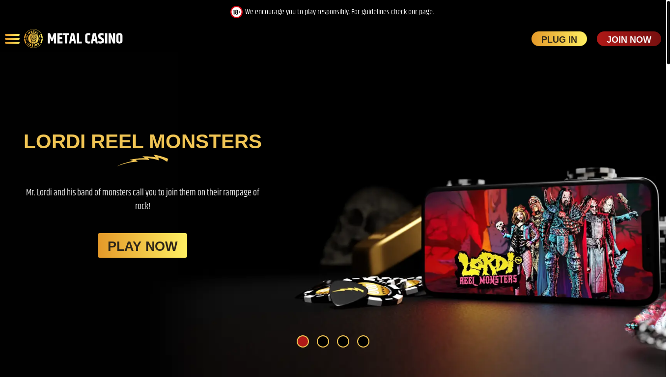 website screenshot of https://metalcasino.pro/
