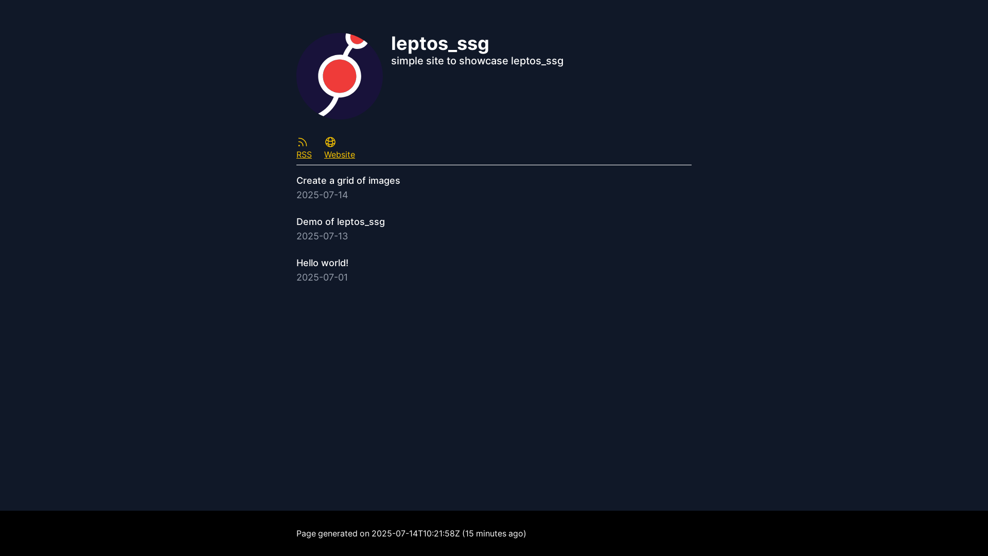 website screenshot of https://deadbaed.github.io/leptos_ssg/
