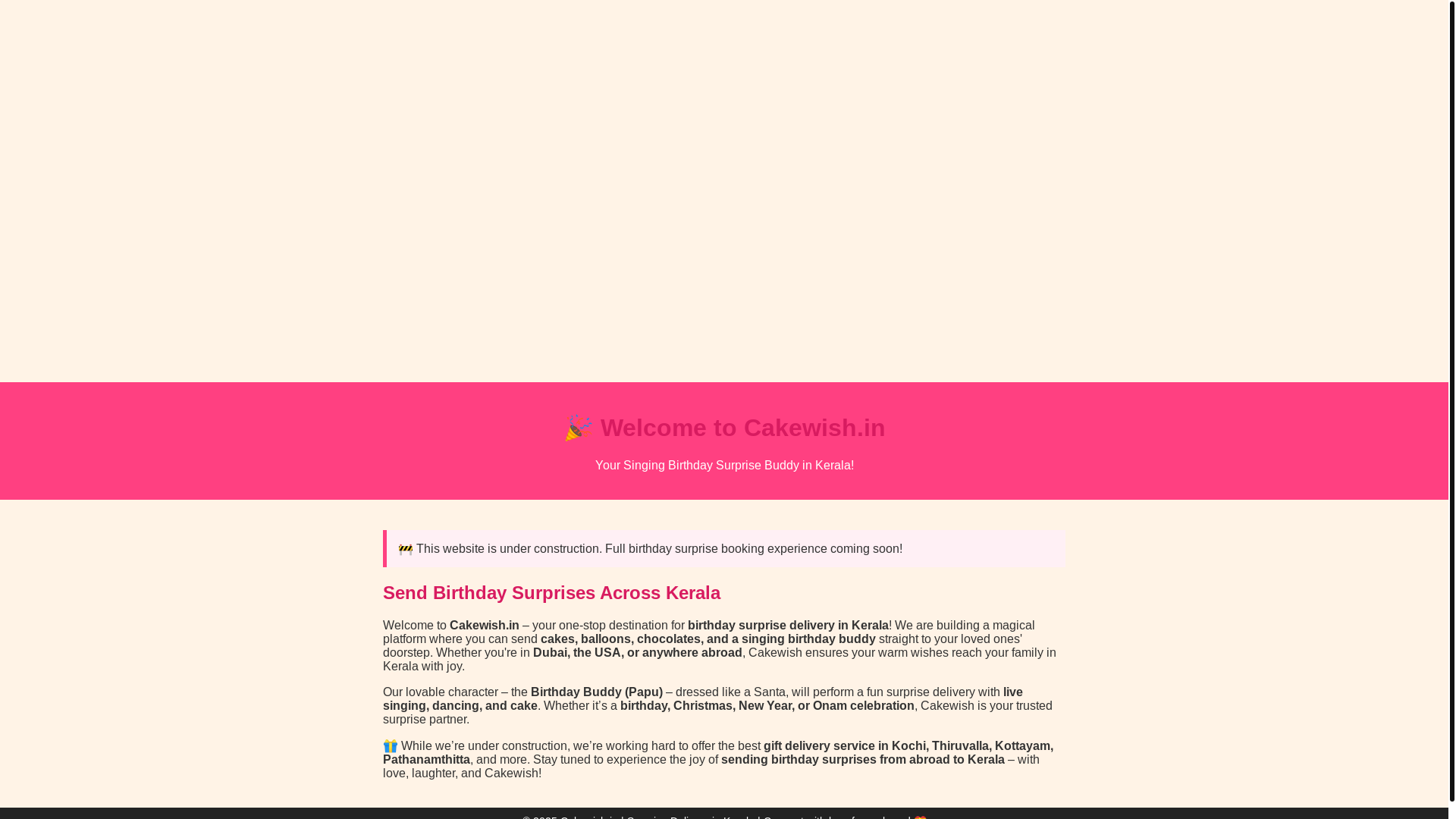 website screenshot of https://cakewish.in/