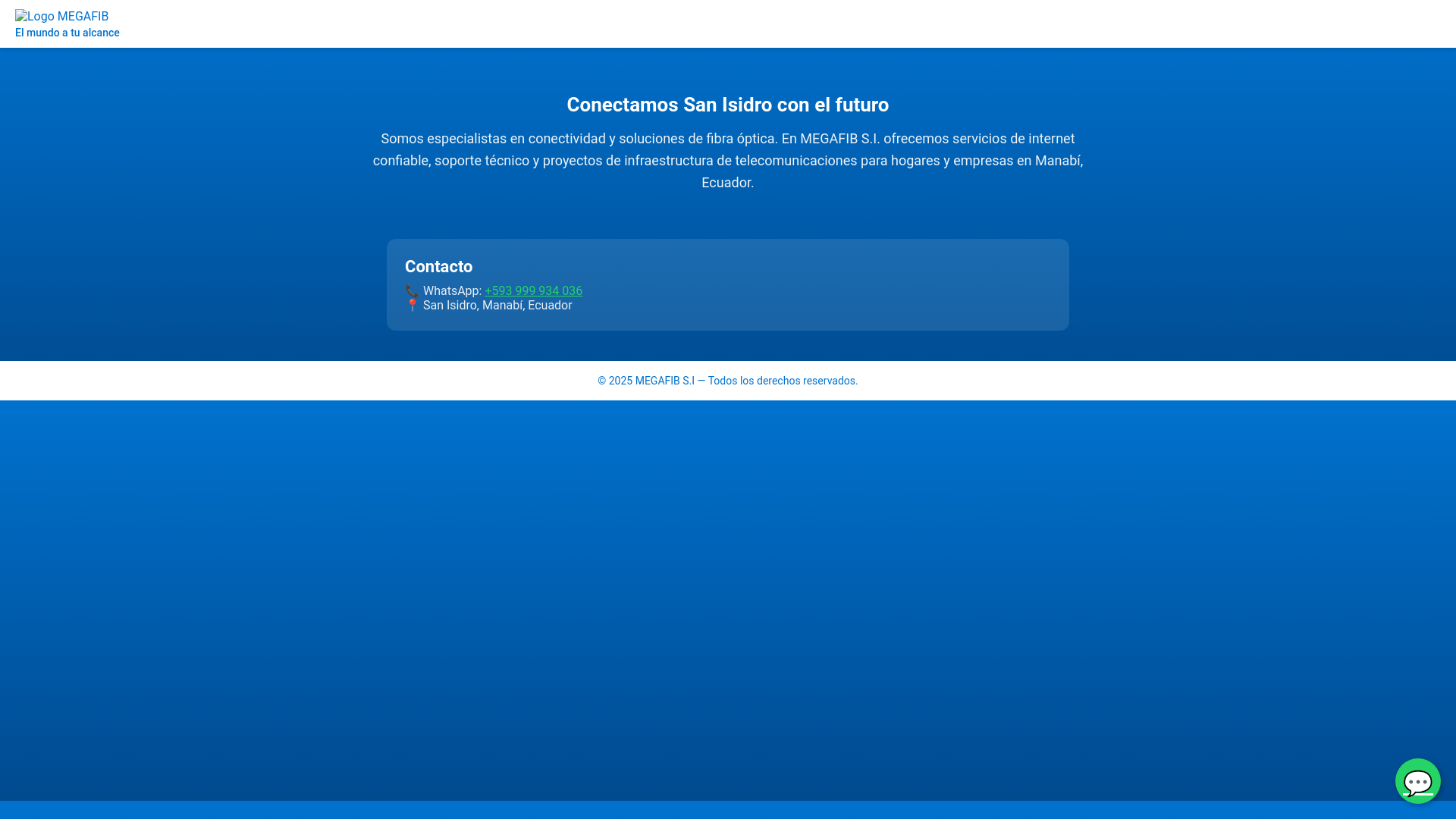 website screenshot of https://megafib.com.ec/