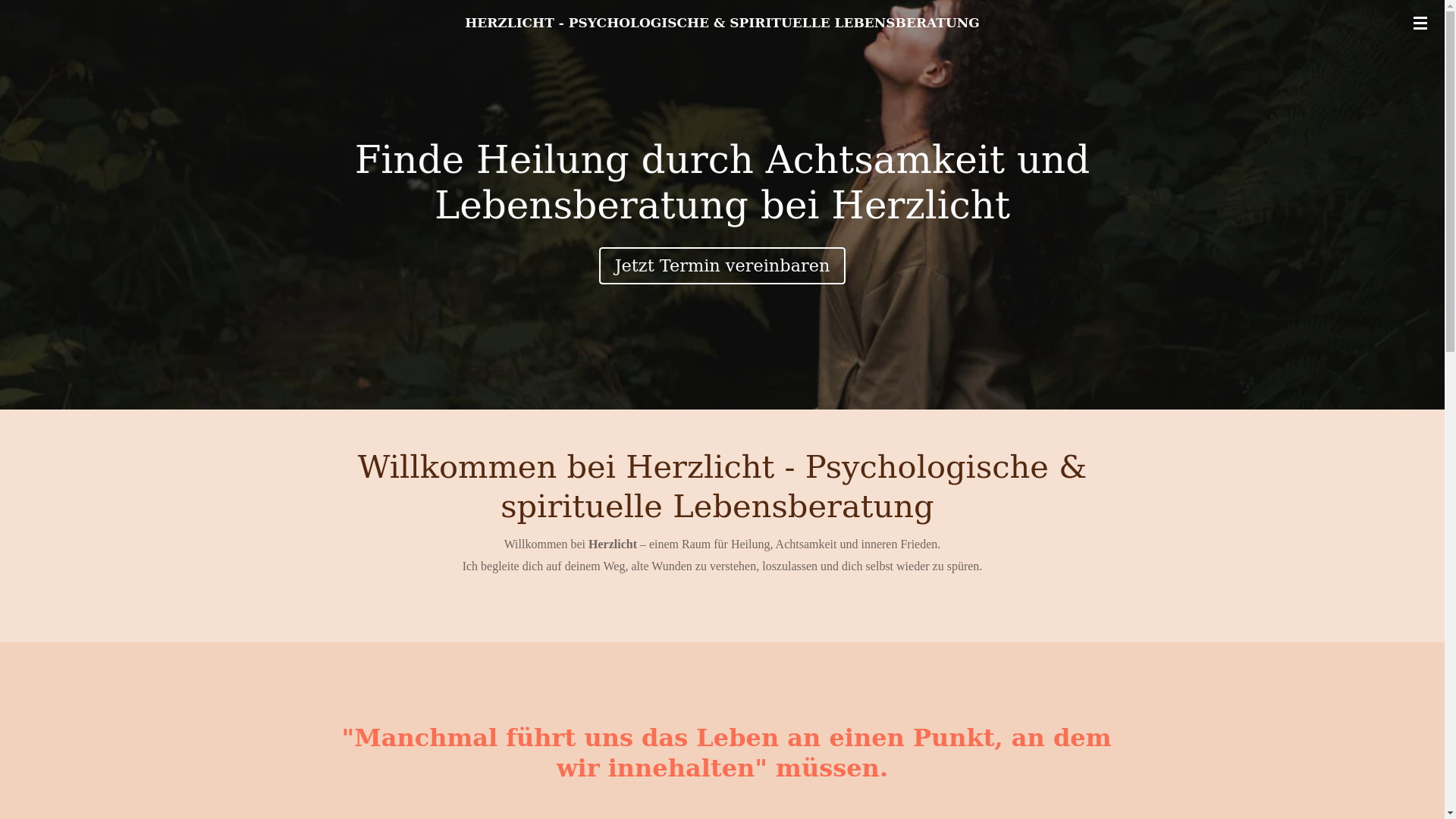 website screenshot of https://herzlicht-psychologischespiritulle-lebensberatung.de/