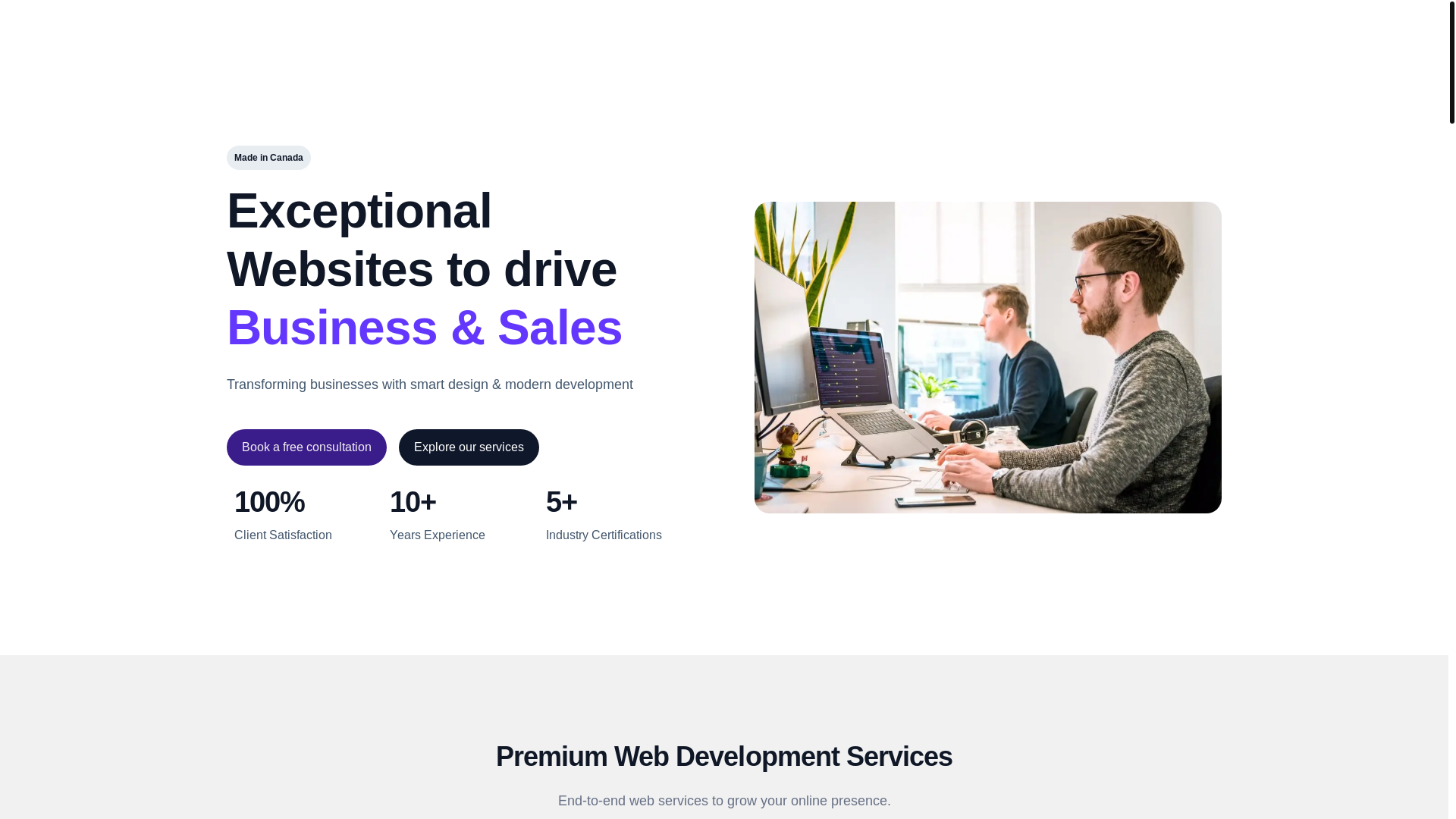 website screenshot of https://webfunnel.ca/