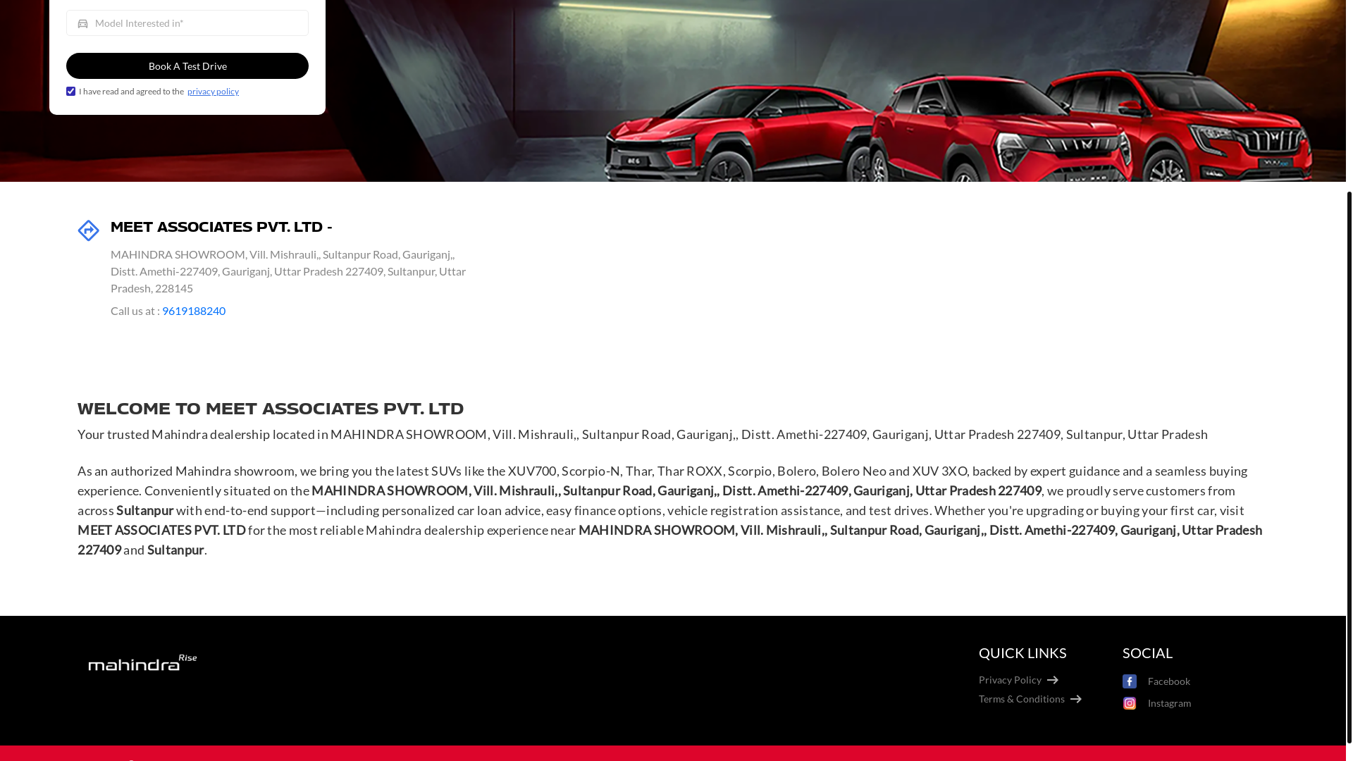 website screenshot of https://meet-associates-mahindra-kadipur.co.in/