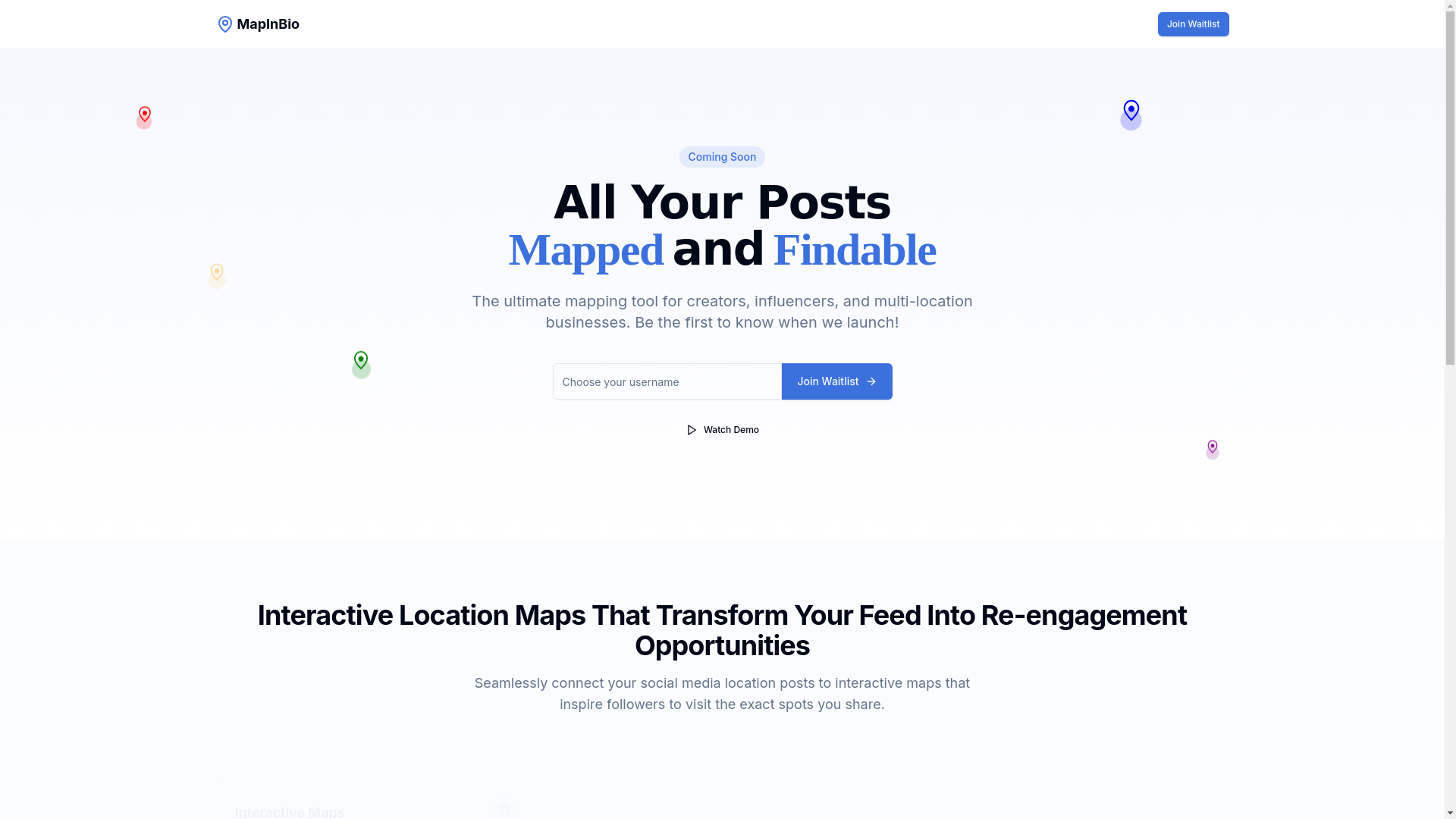 website screenshot of https://mapin.bio/