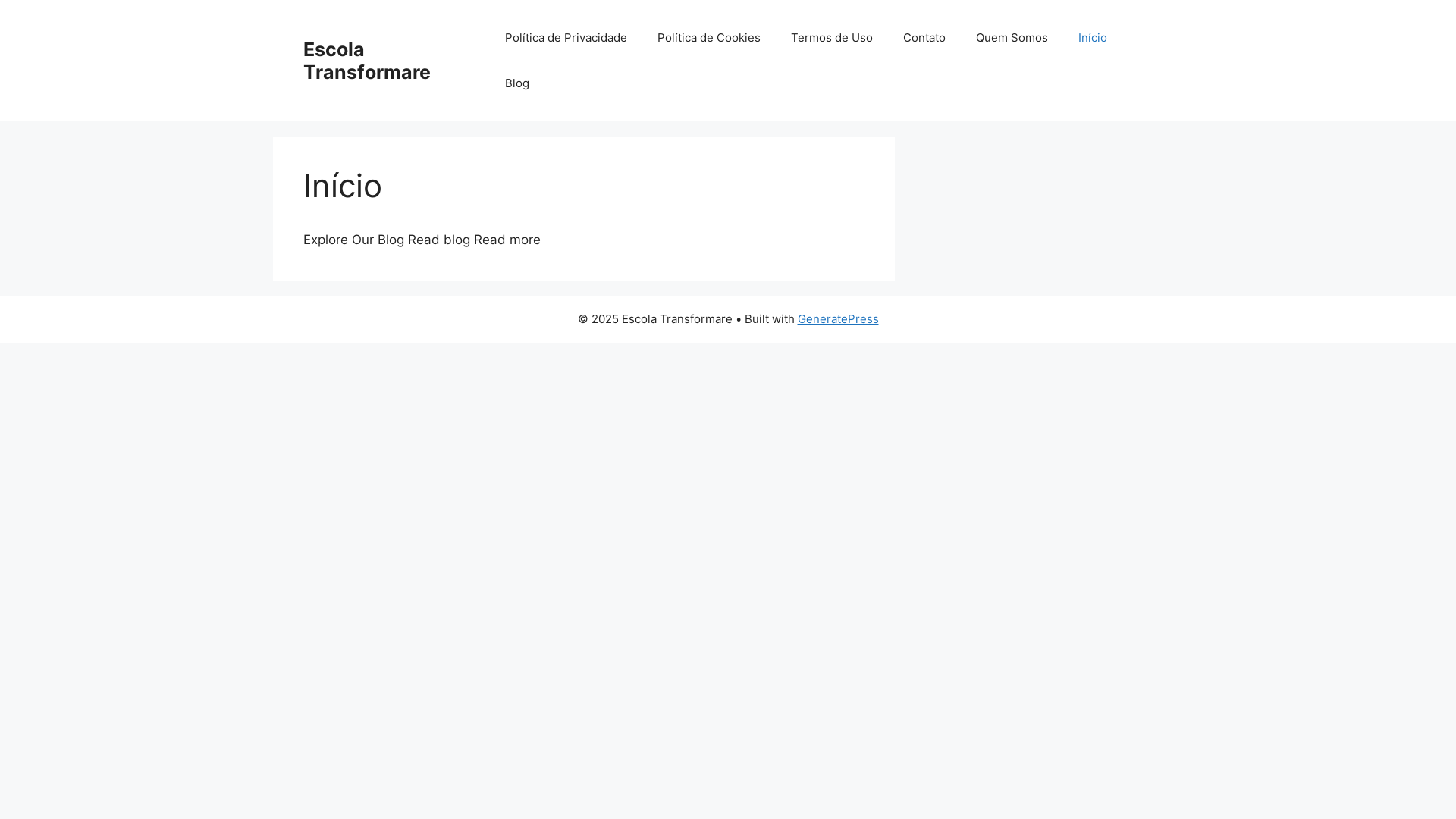website screenshot of https://escolatransformare.com.br/