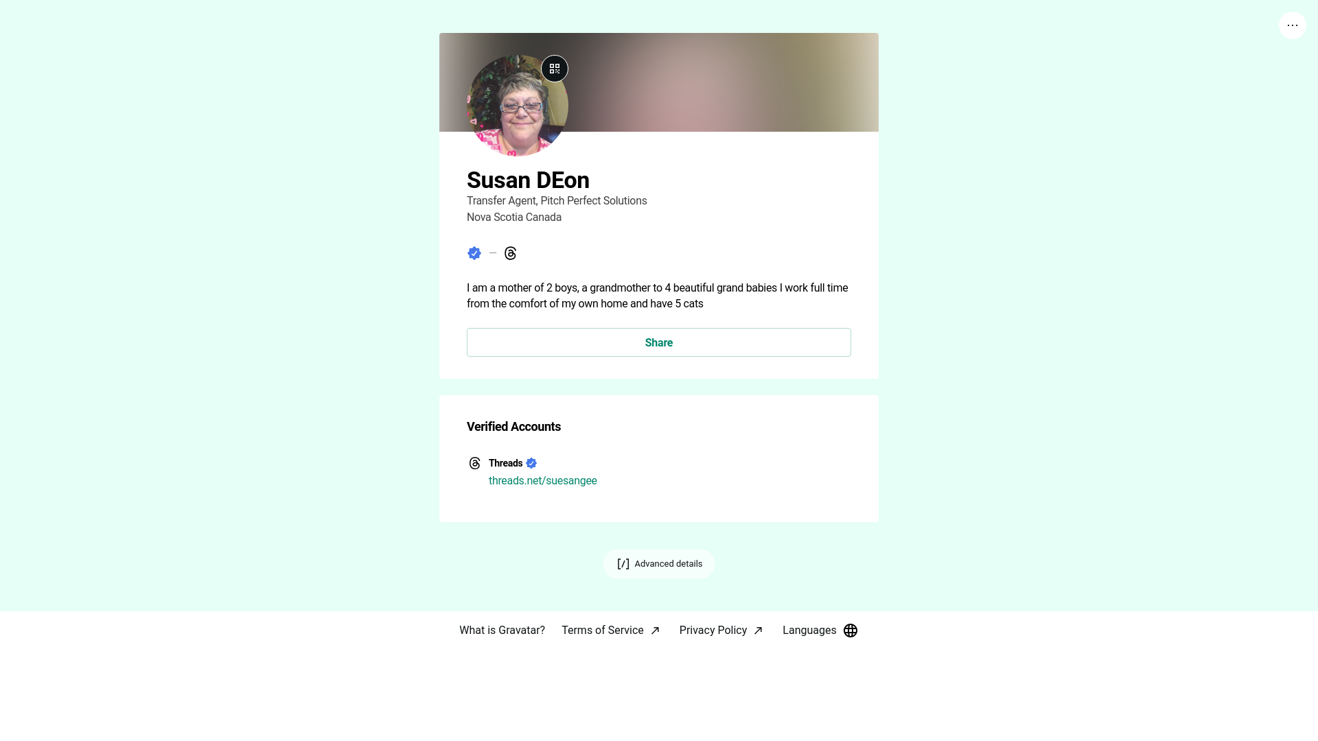 website screenshot of https://susandeon.link/