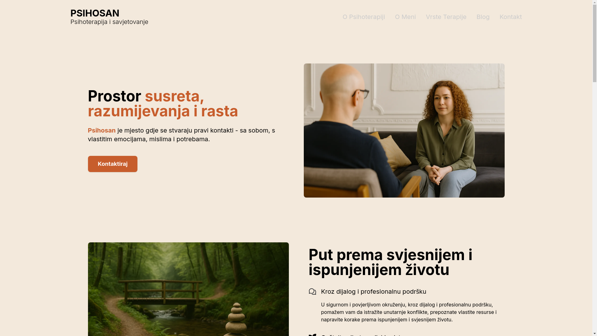 website screenshot of https://psihosan-psihoterapija.hr/