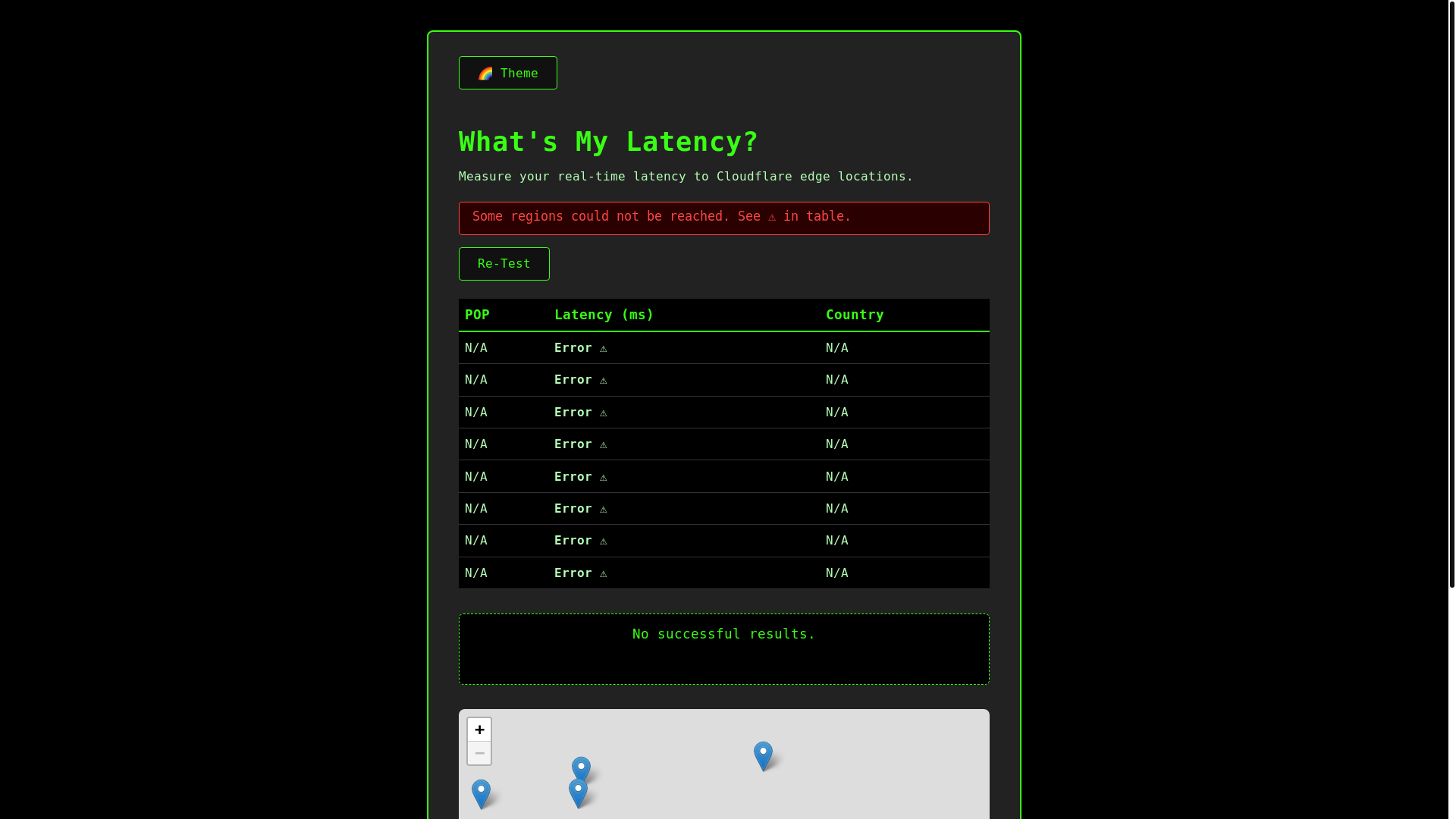 website screenshot of https://whats-my-latency.pages.dev/