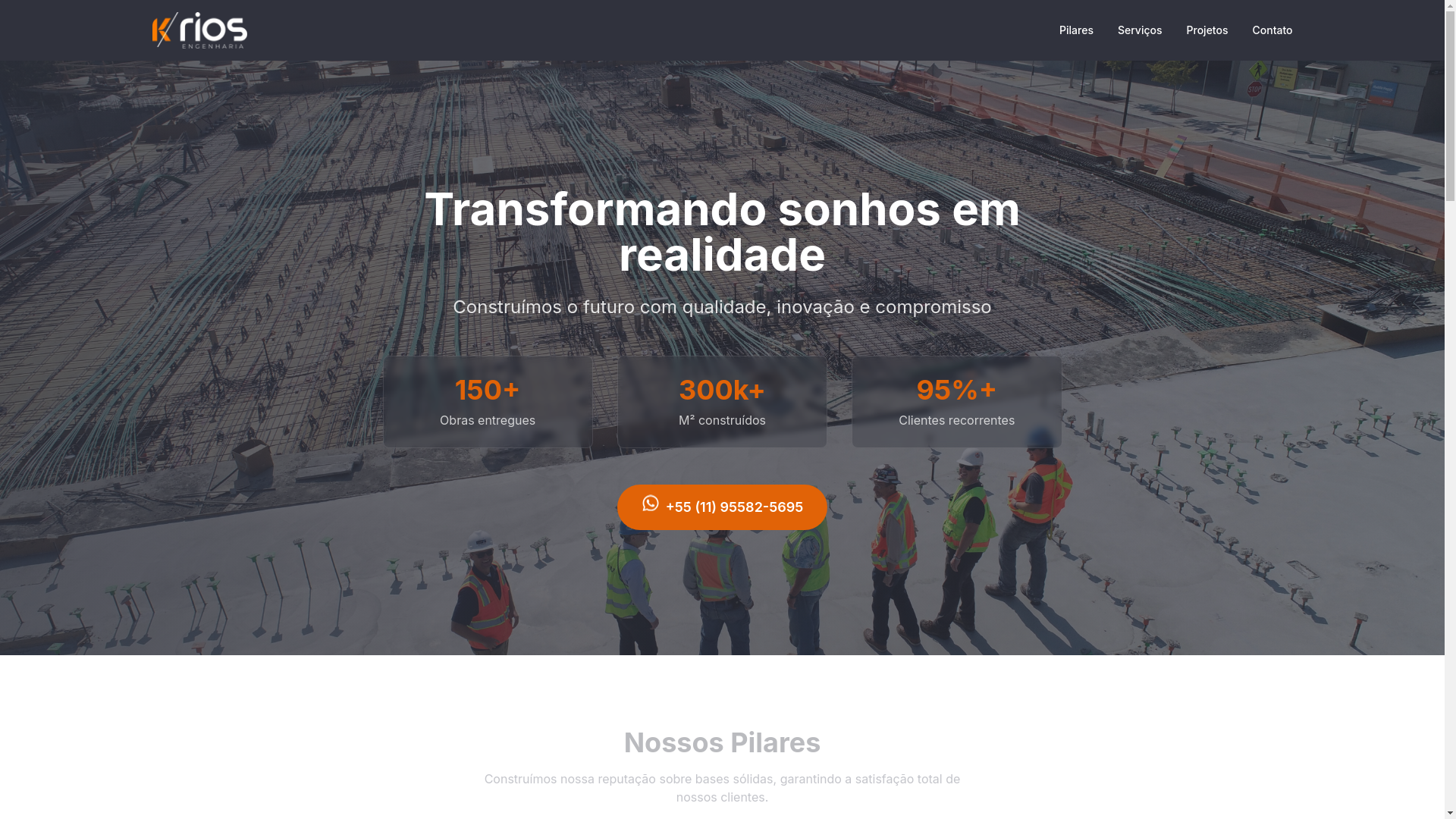 website screenshot of https://kriosengenharia.com.br/
