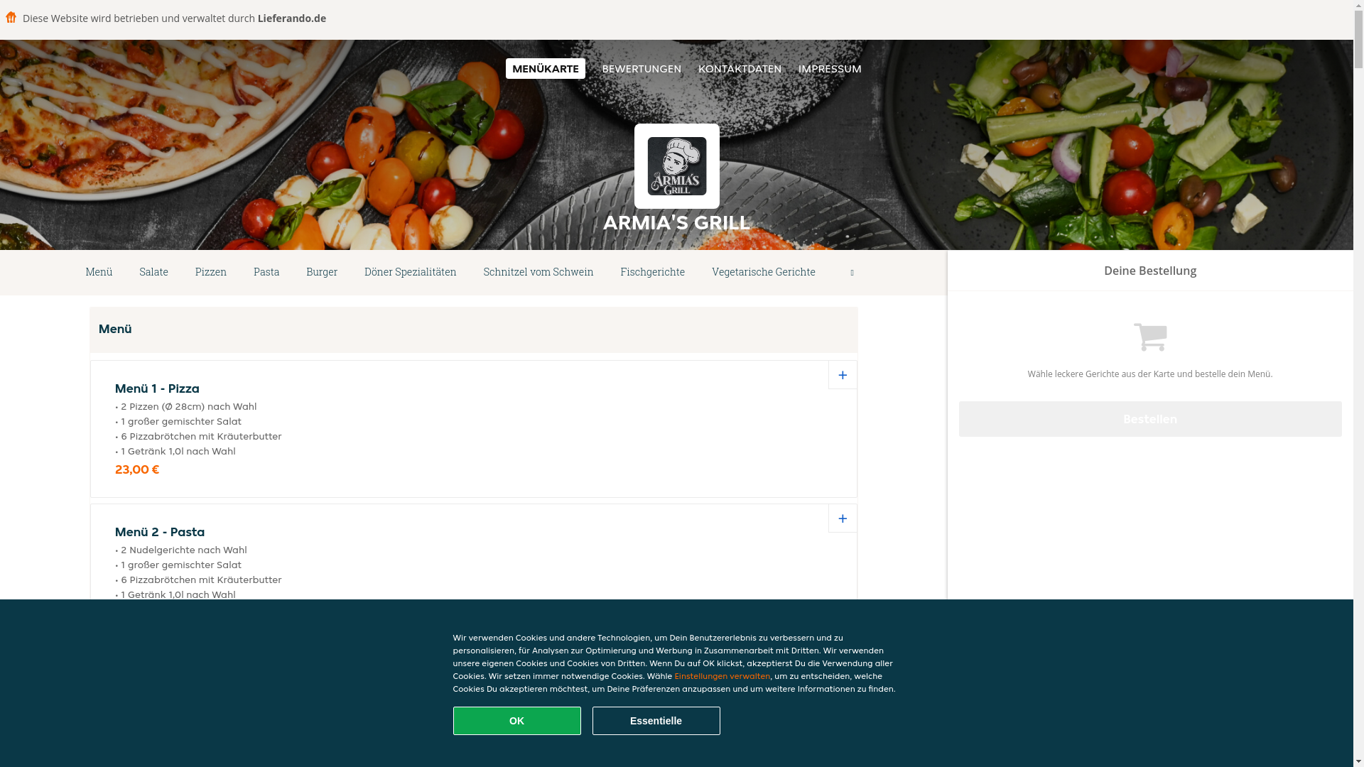 website screenshot of https://armiasgrill-oberhausen.de/