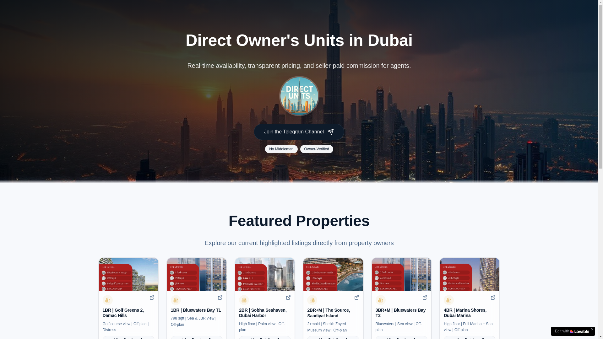 website screenshot of https://uae-direct-units.xyz/