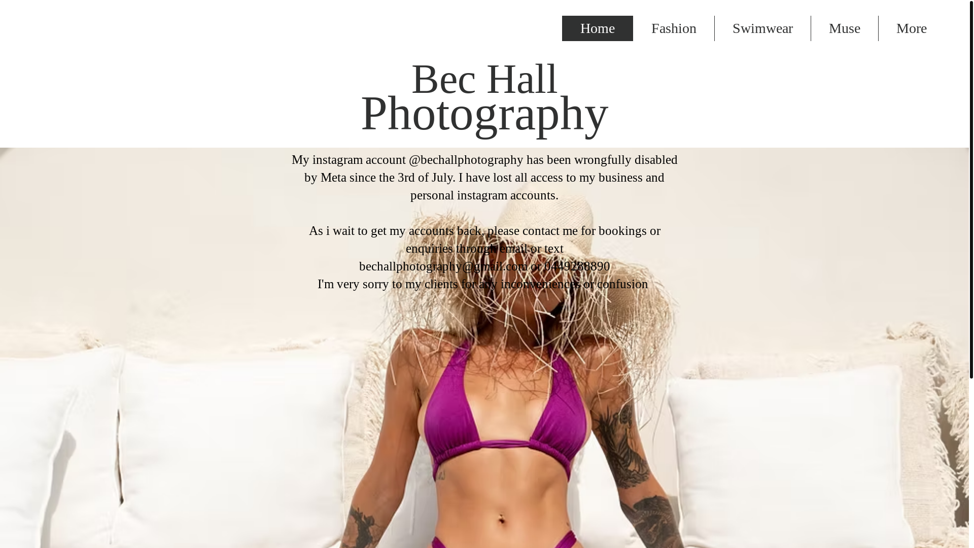 website screenshot of https://bechallphotography.com.au/