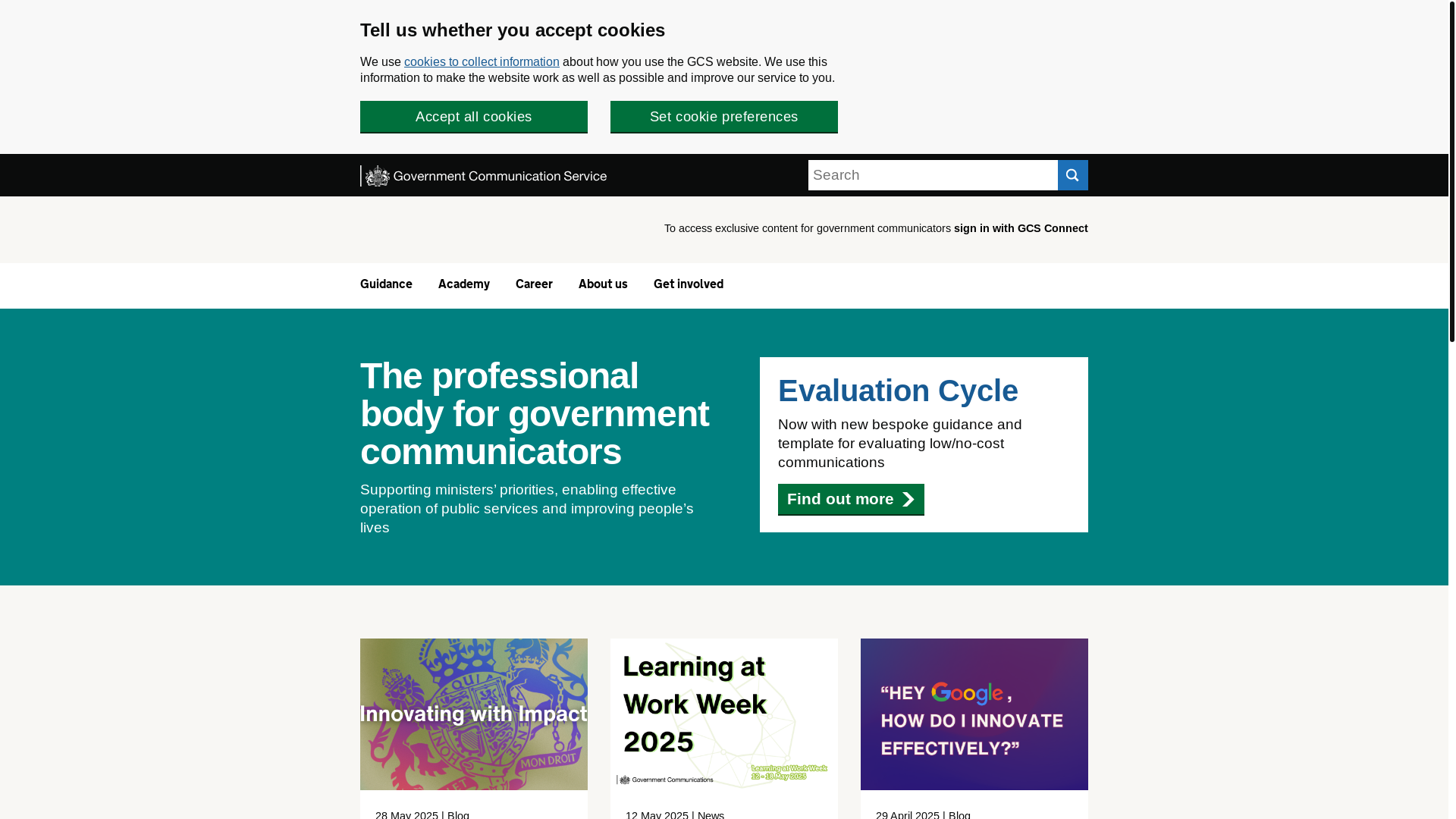 website screenshot of https://communications.gov.uk/