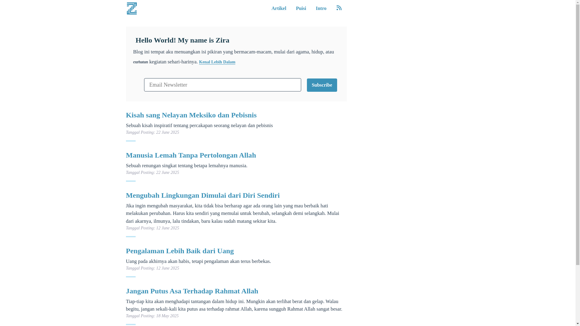 website screenshot of https://zirafariza.my.id/