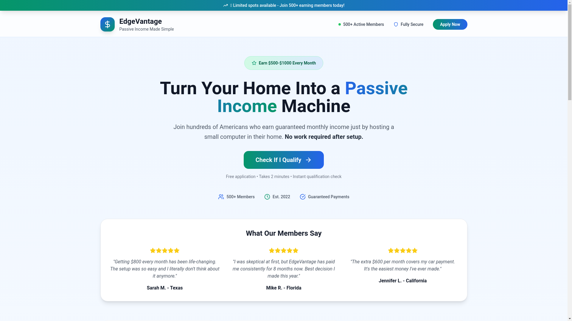 website screenshot of https://edgevantagepro.com/