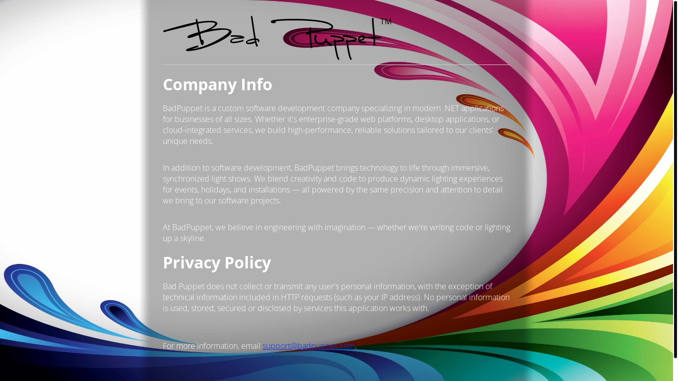 website screenshot of https://badpuppet.org/