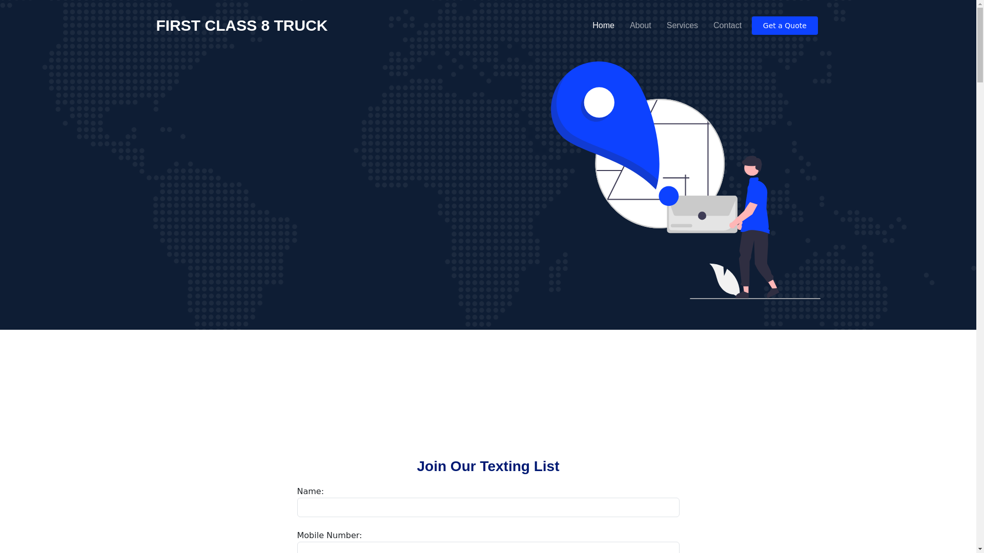 website screenshot of https://firstclass8truck.com/