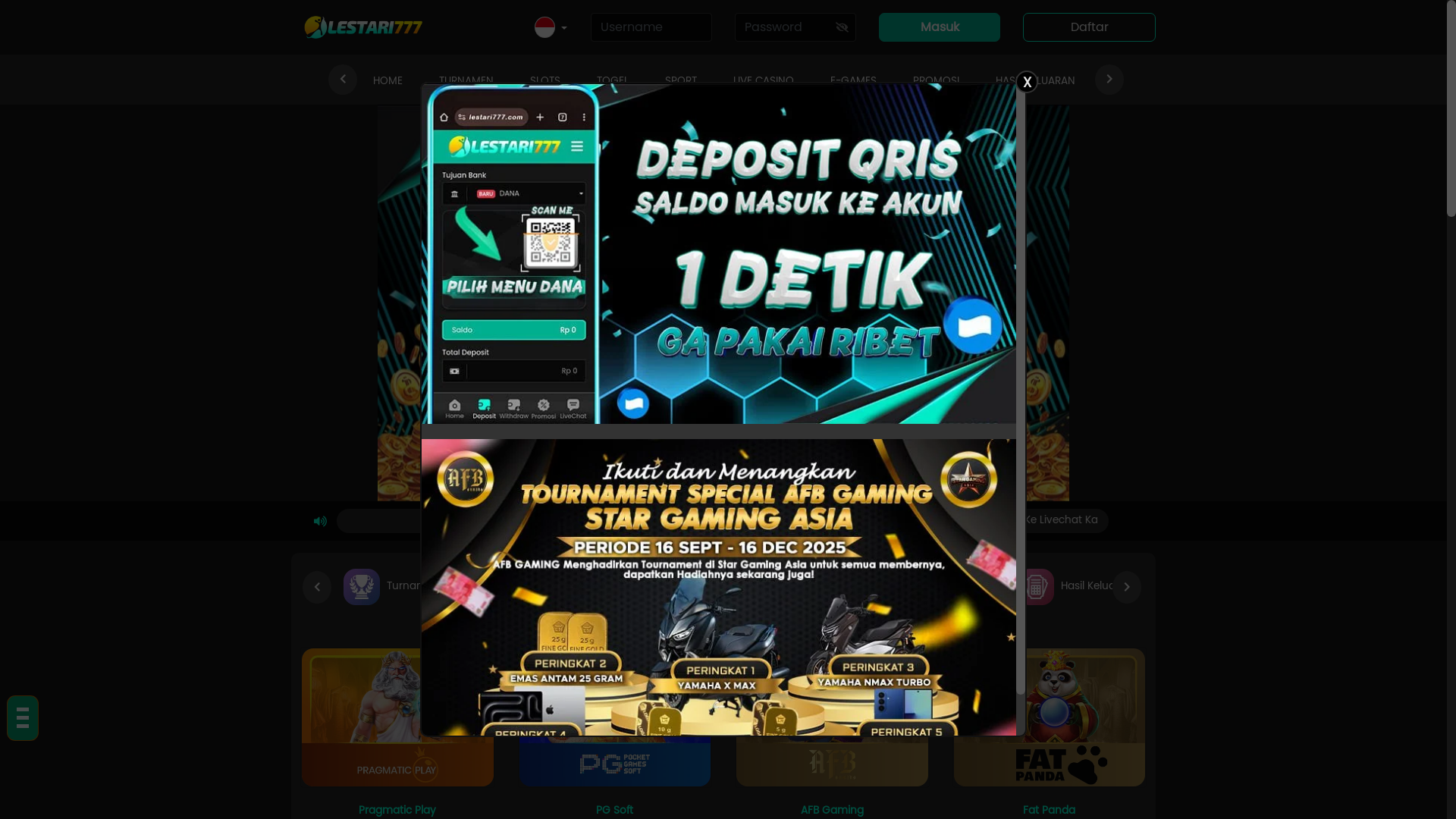 website screenshot of https://lestari777y.shop/