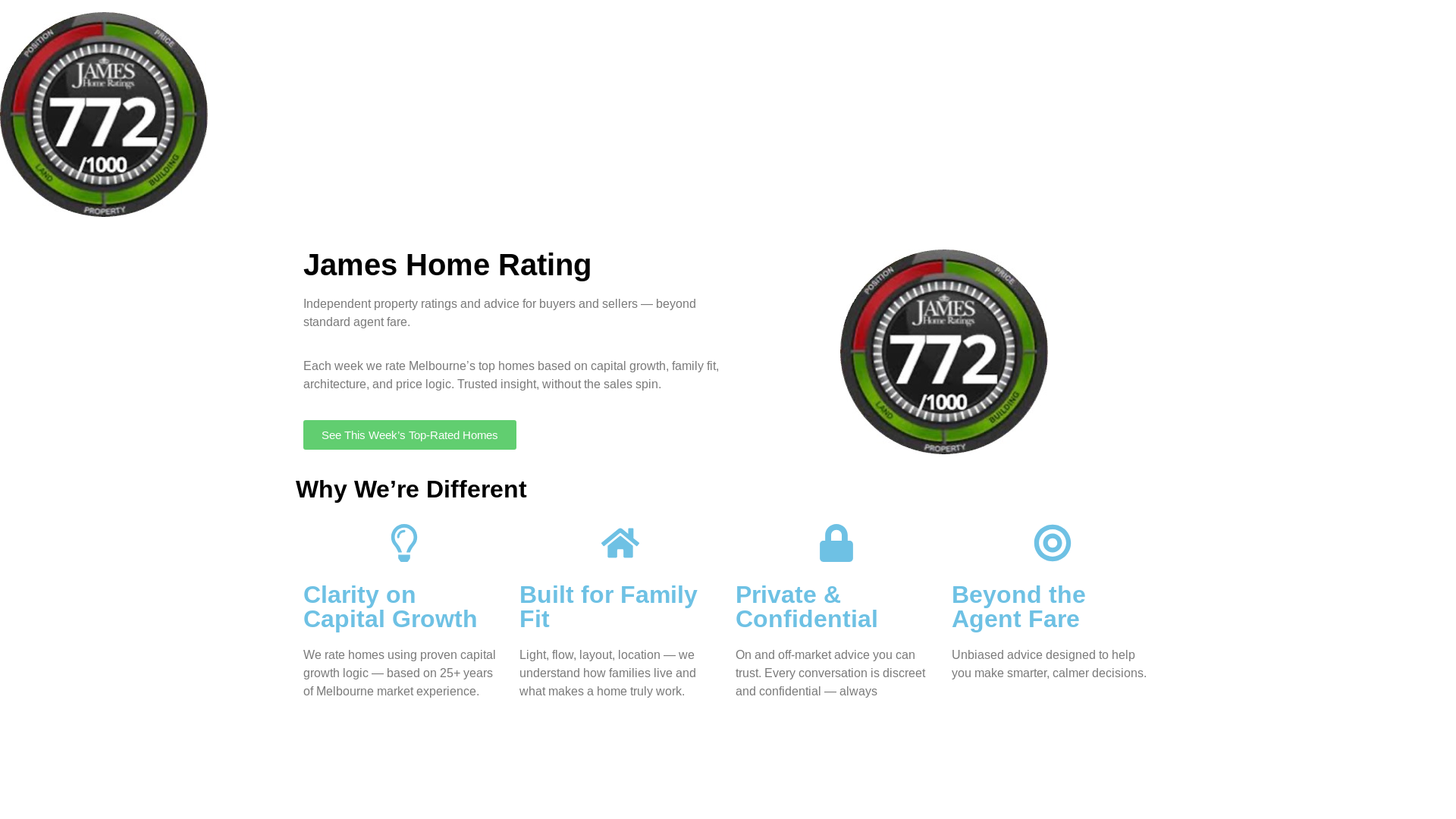website screenshot of https://jameshomerating.com/