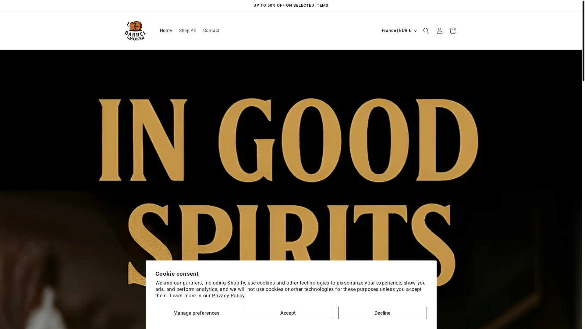website screenshot of https://thebarrelsmoker.com/