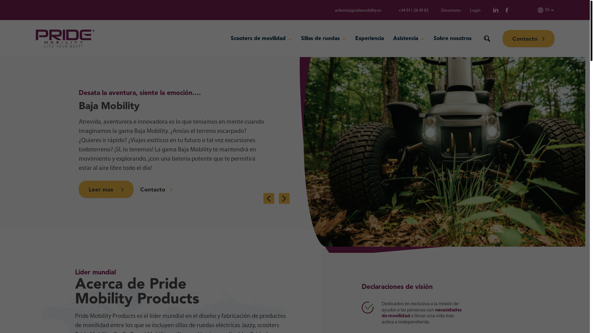 website screenshot of https://pridemobility.es/