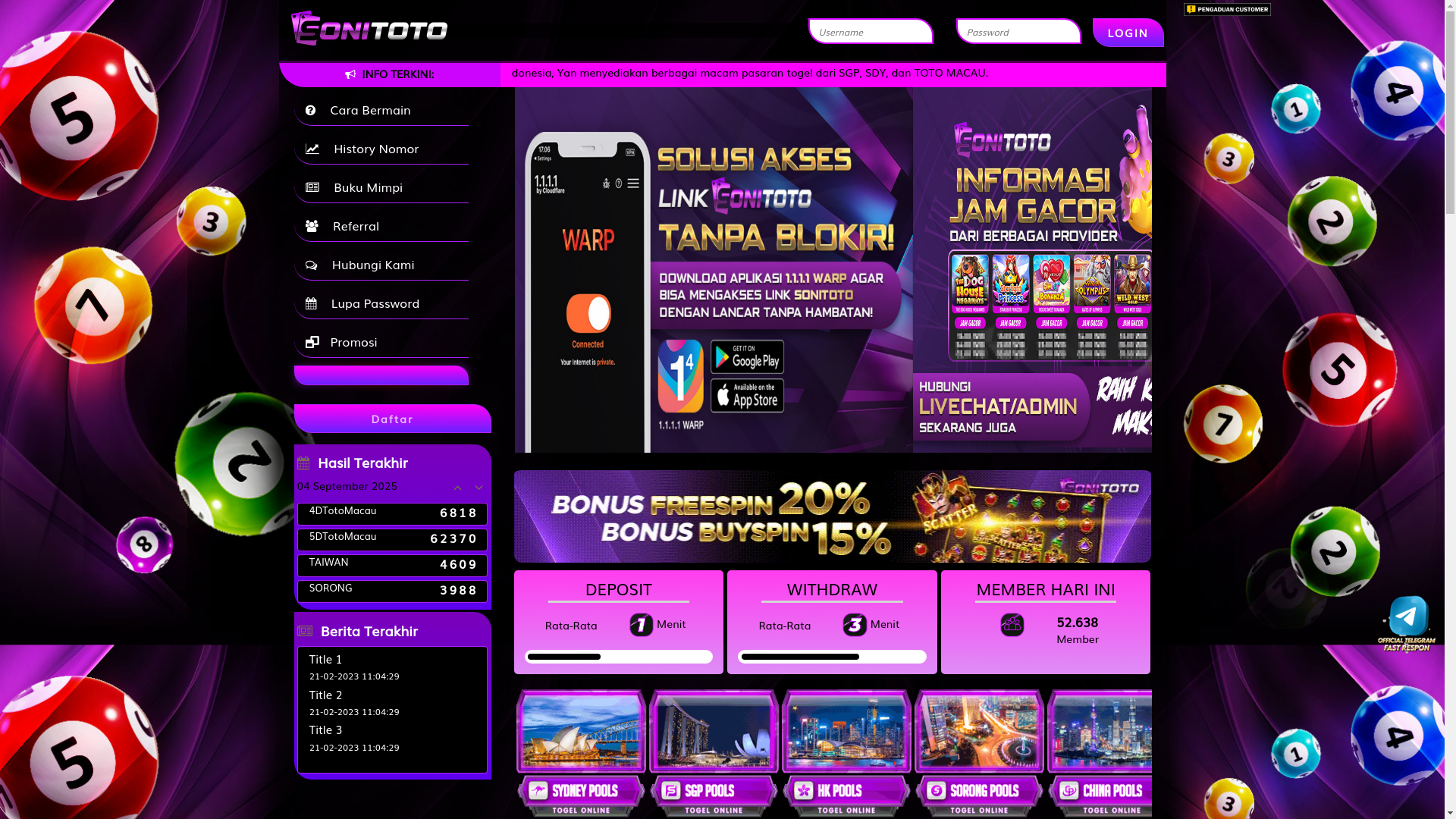 website screenshot of https://sonitotoin.homes/