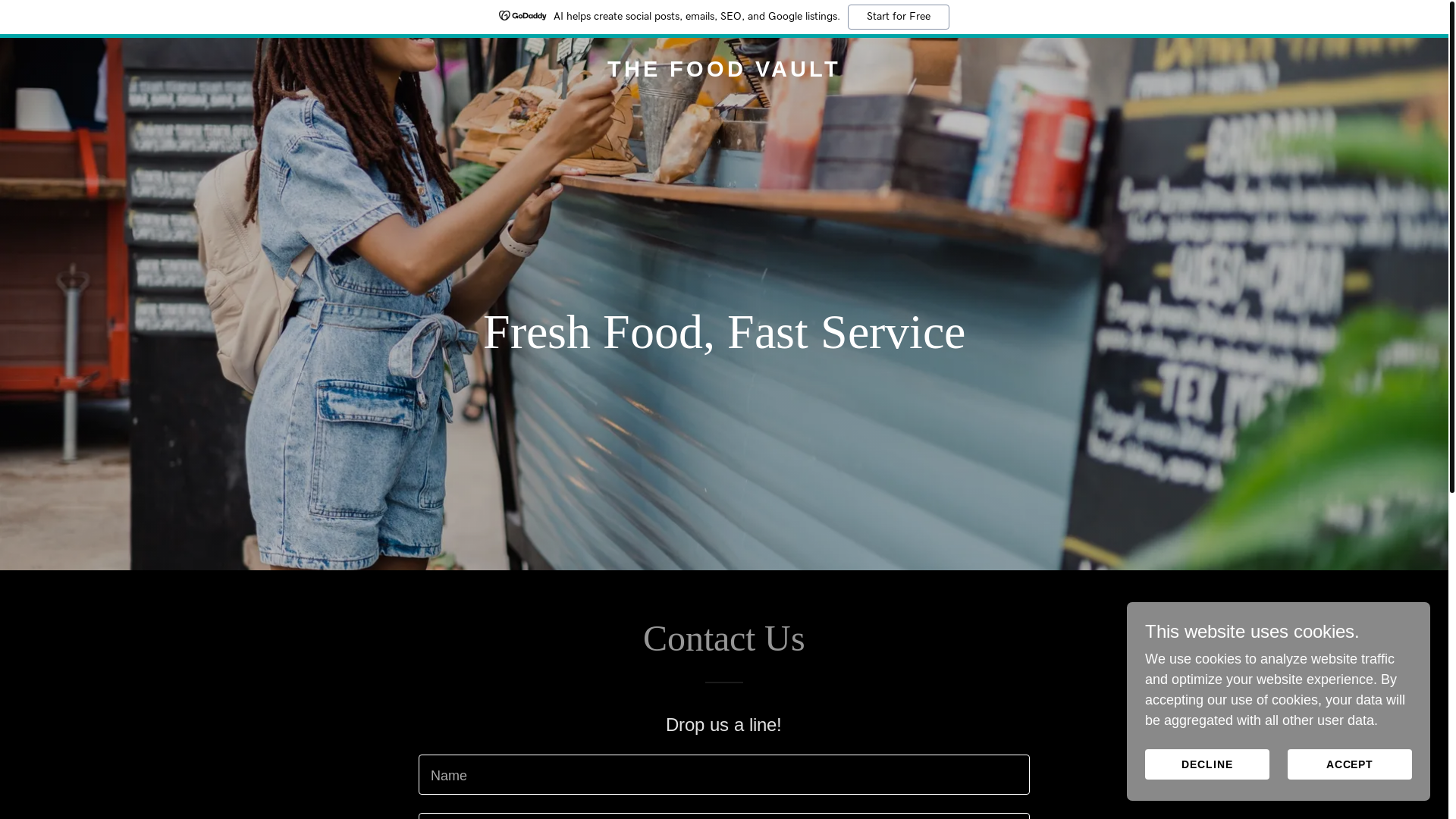 website screenshot of https://thefoodvault.uk/