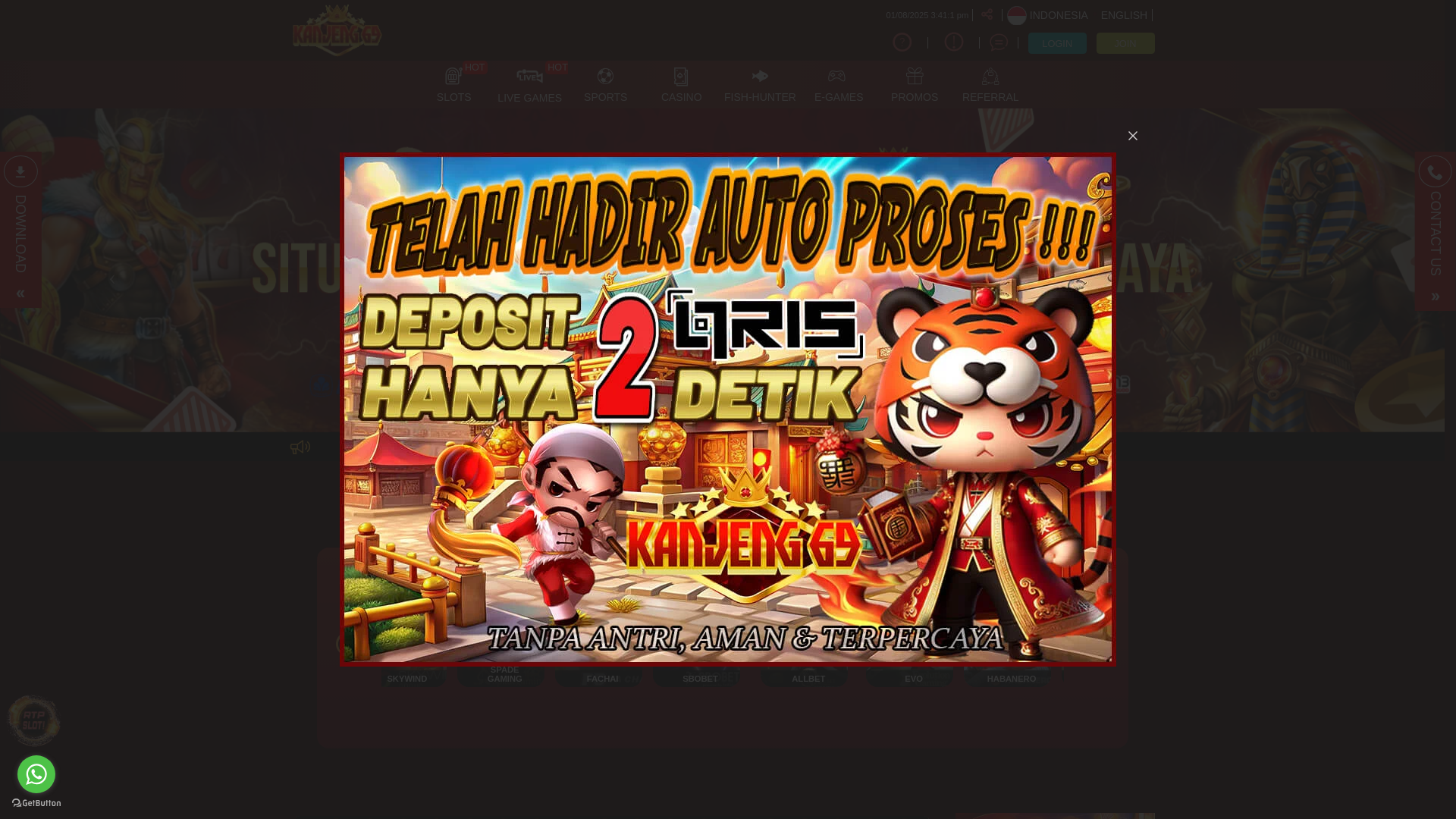 website screenshot of https://kanjengseribu.biz/