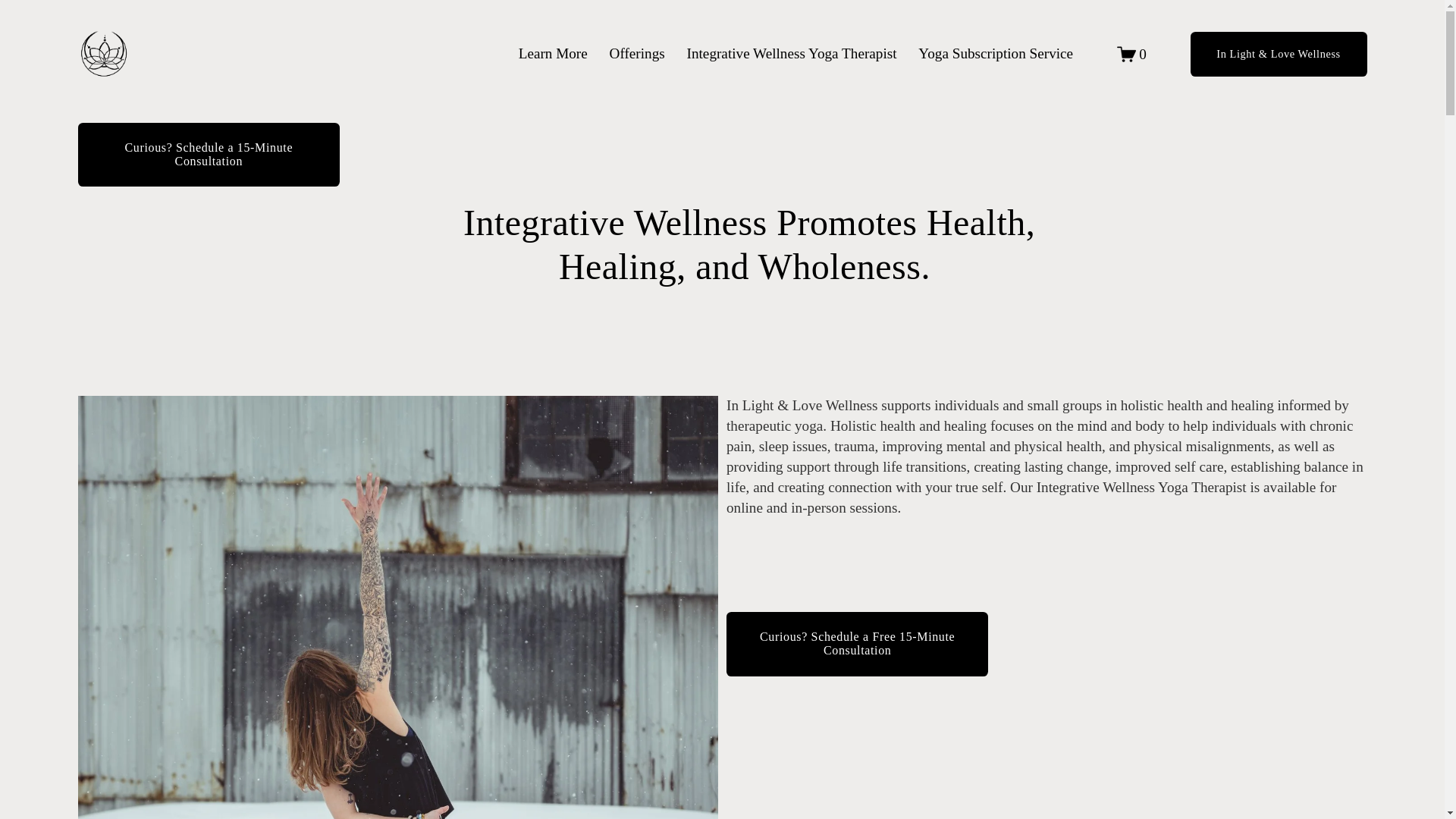 website screenshot of https://inlightandlovewellness.com/