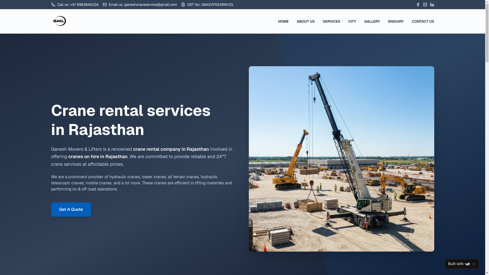 website screenshot of https://ganeshmoversandlifters.com/