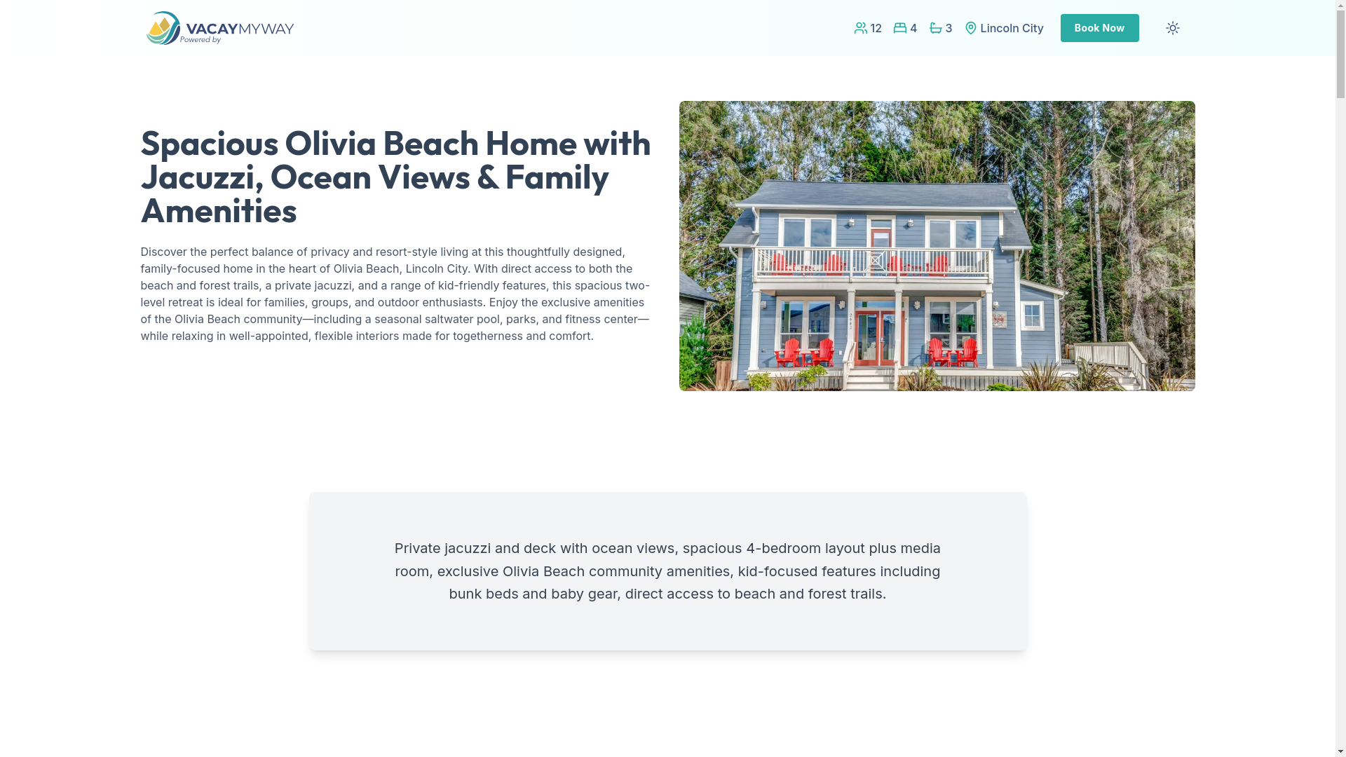 website screenshot of https://tranquilbeach.vacations/