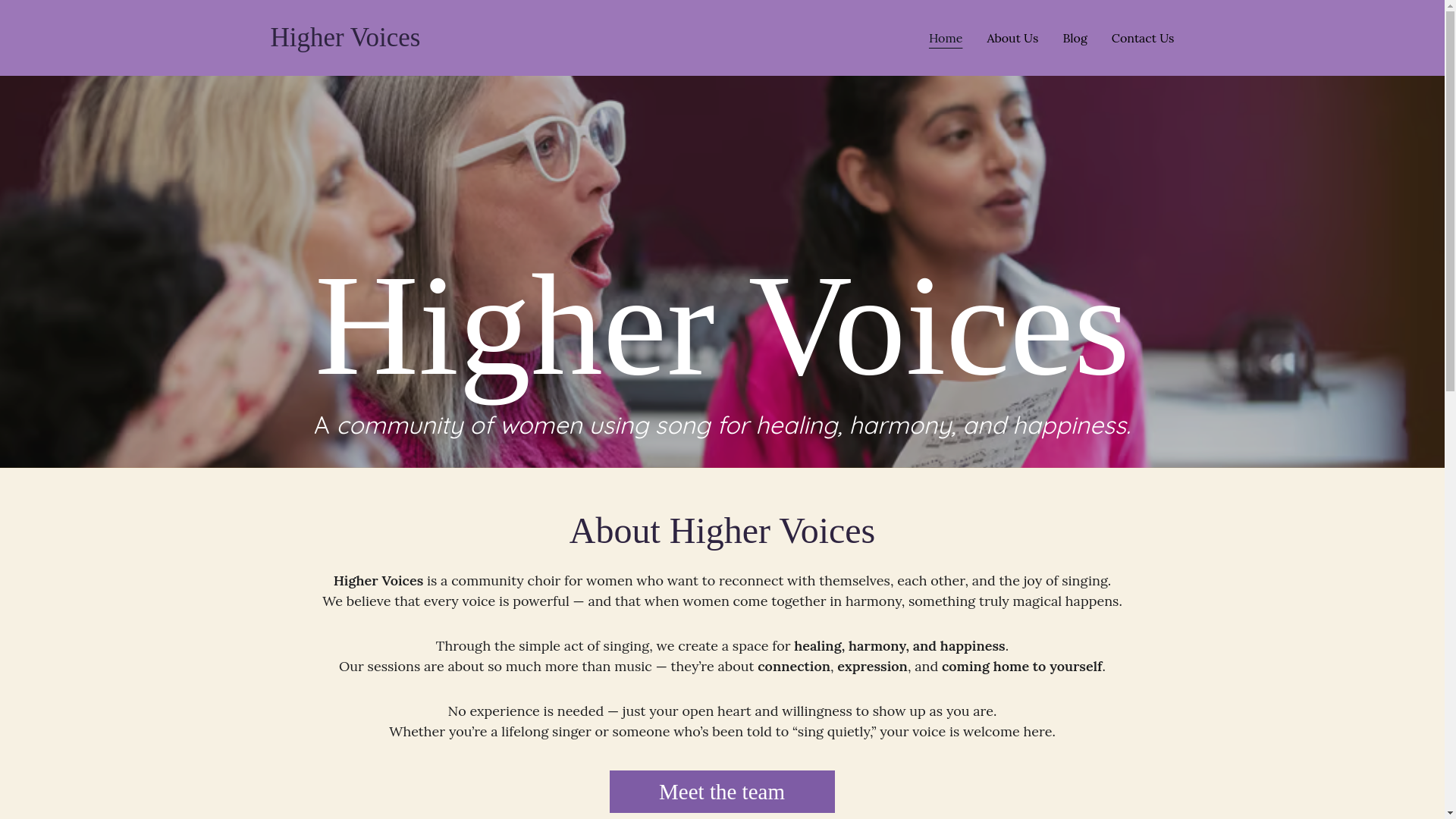 website screenshot of https://highervoices.org/
