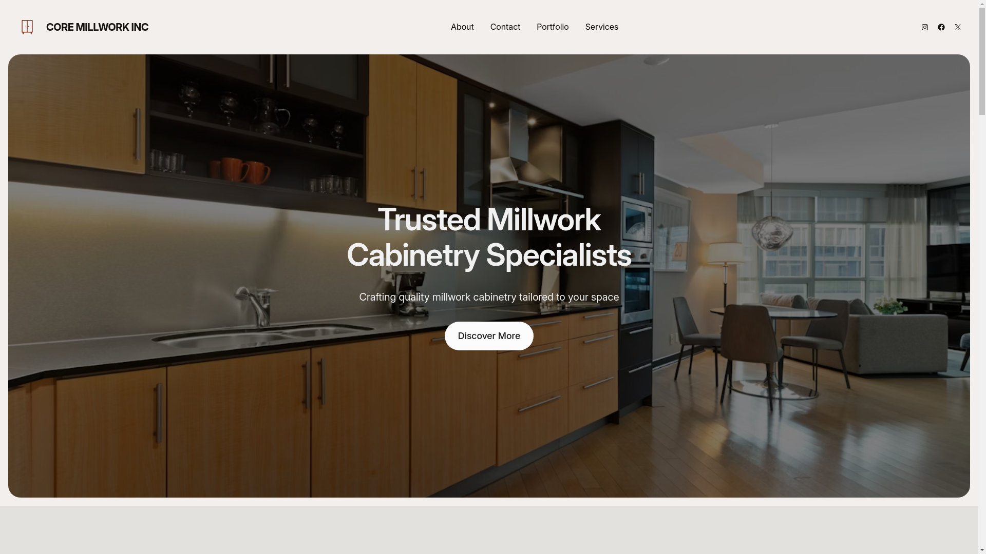 website screenshot of https://coremillwork.com/