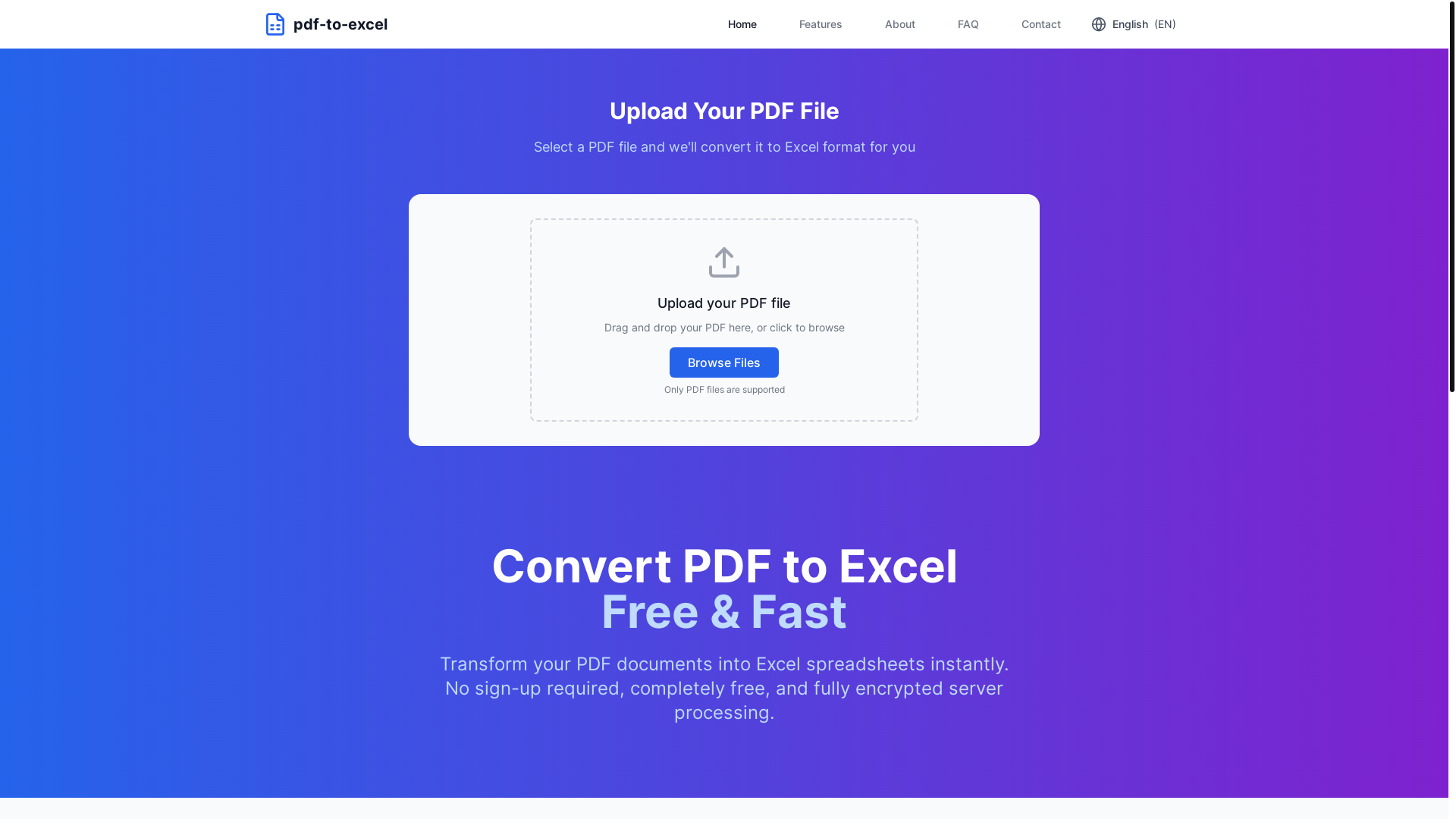 website screenshot of https://pdf-to-excel-6e5.pages.dev/