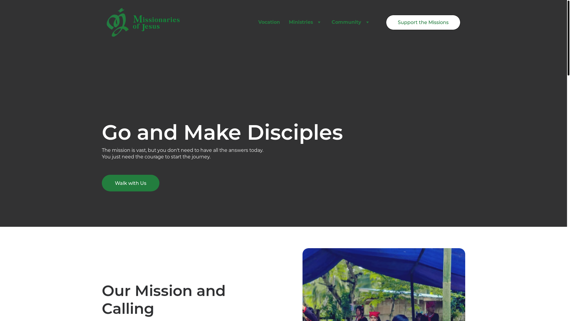 website screenshot of https://missionariesofjesusph.org/