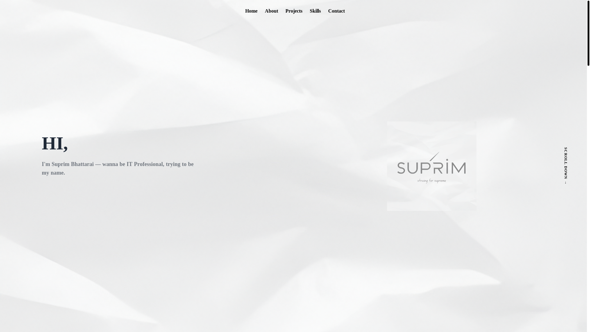 website screenshot of https://suprim-portfolio.pages.dev/