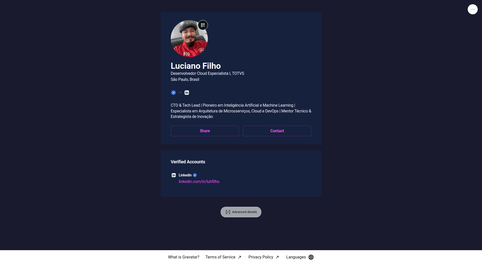 website screenshot of https://lucianofilho.link/