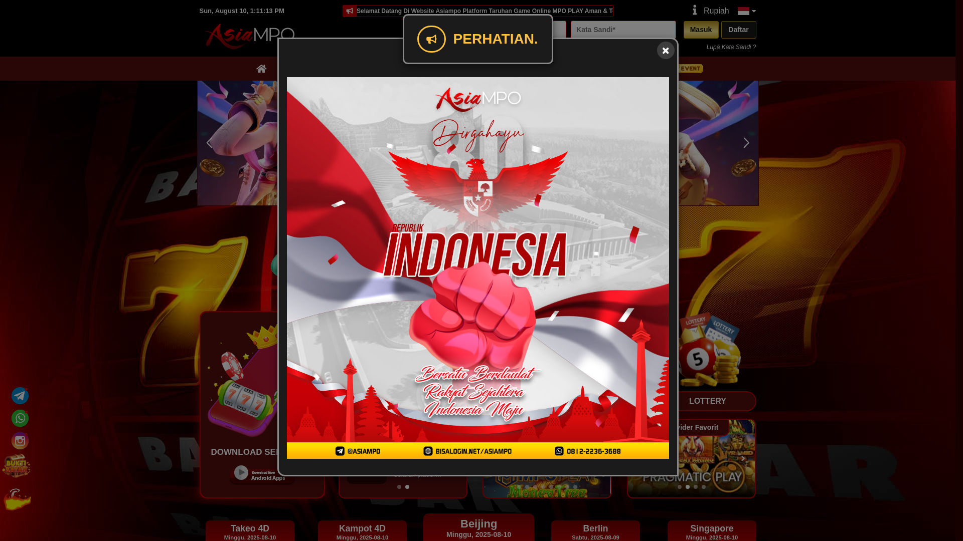 website screenshot of https://daftarasiampo.store/