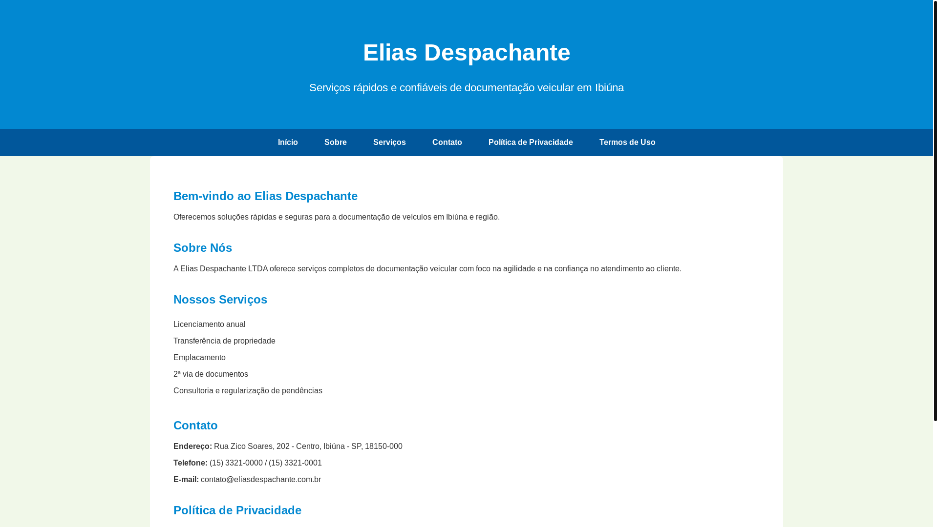website screenshot of https://dssouzadespachante.shop/