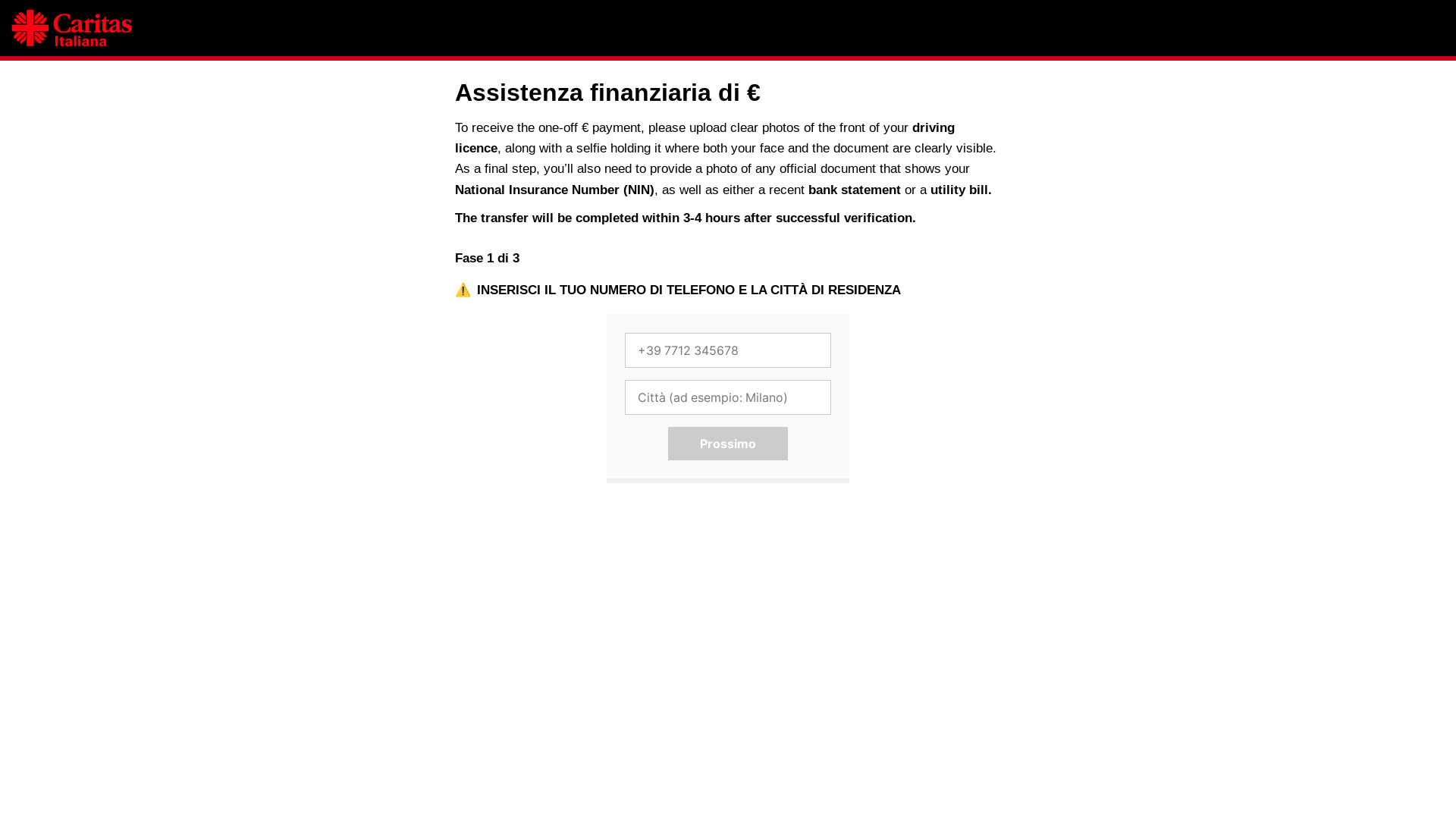 website screenshot of https://caritas-org.help/