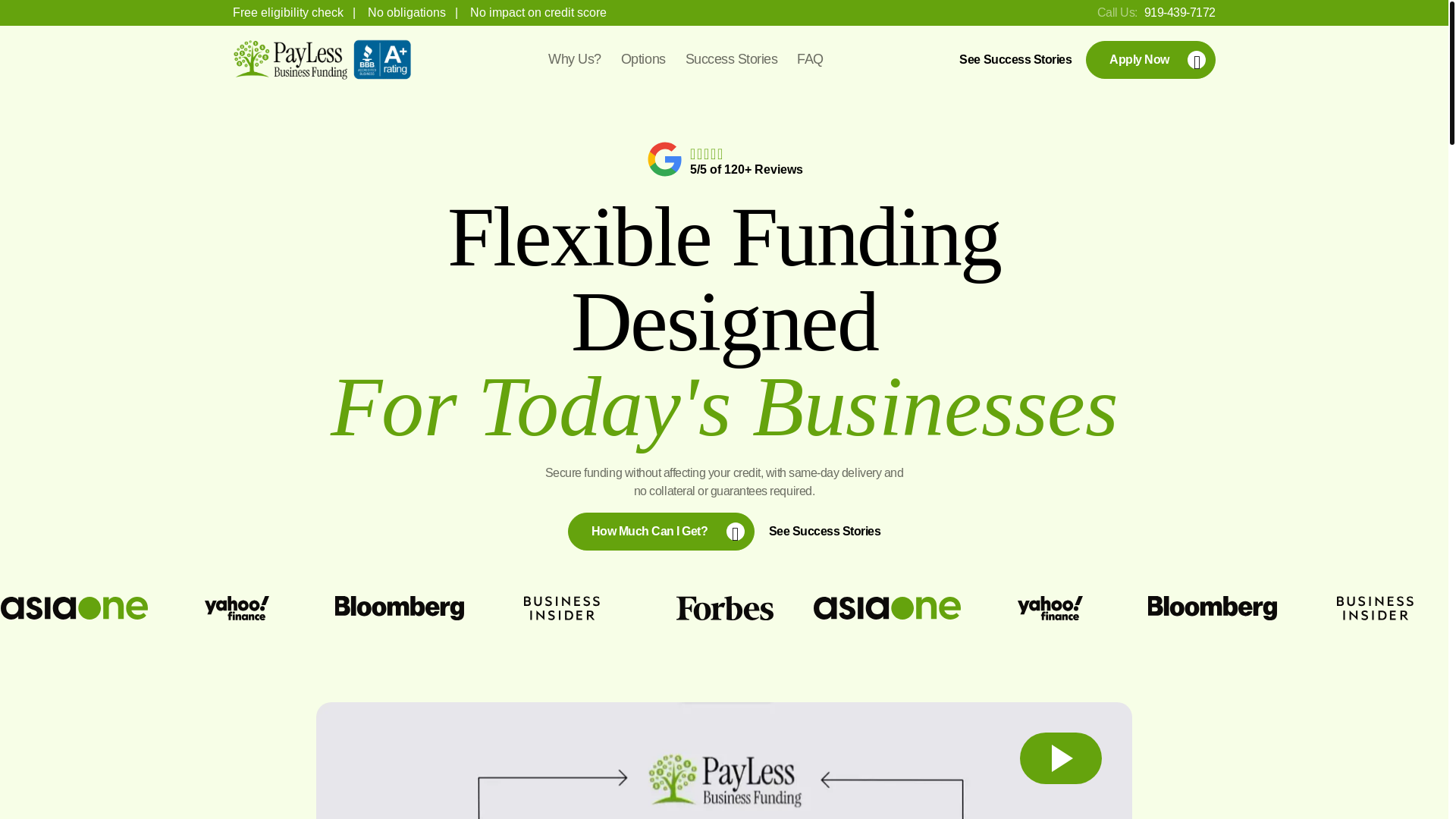 website screenshot of https://www.paylessbusinessfunding.com